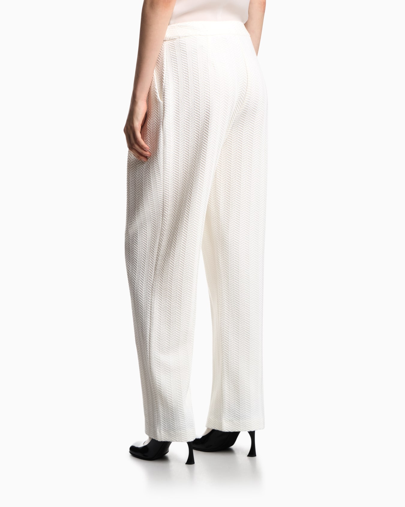 ASV chevron motif jersey trousers with pleats Slide 2