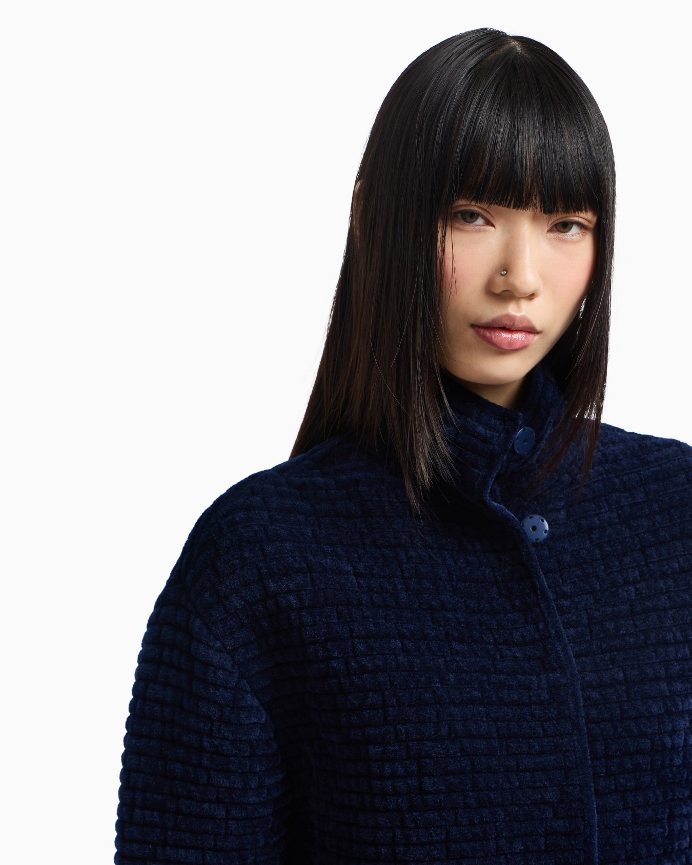 Embossed jacquard bonded terry-effect chenille jacket Slide 4