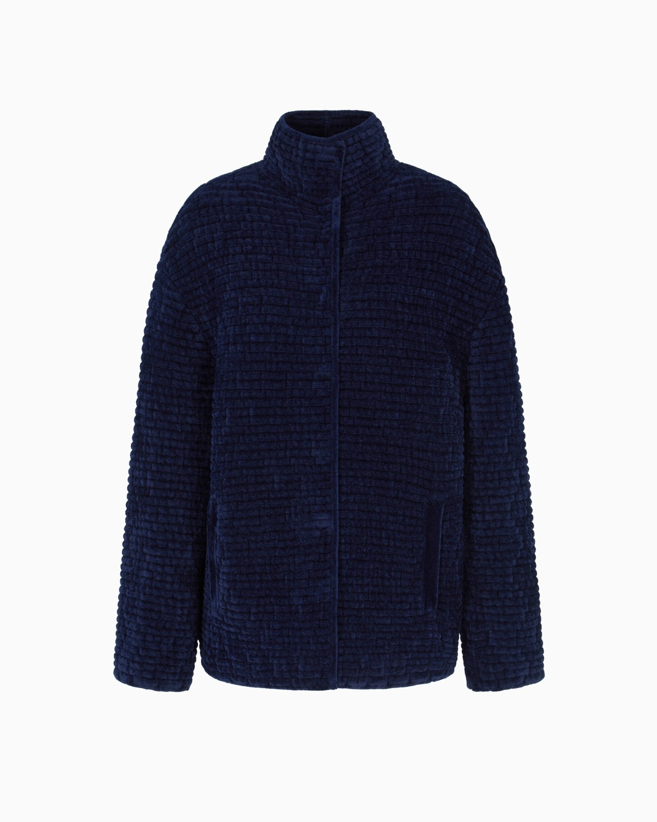 Embossed jacquard bonded terry-effect chenille jacket Slide 0