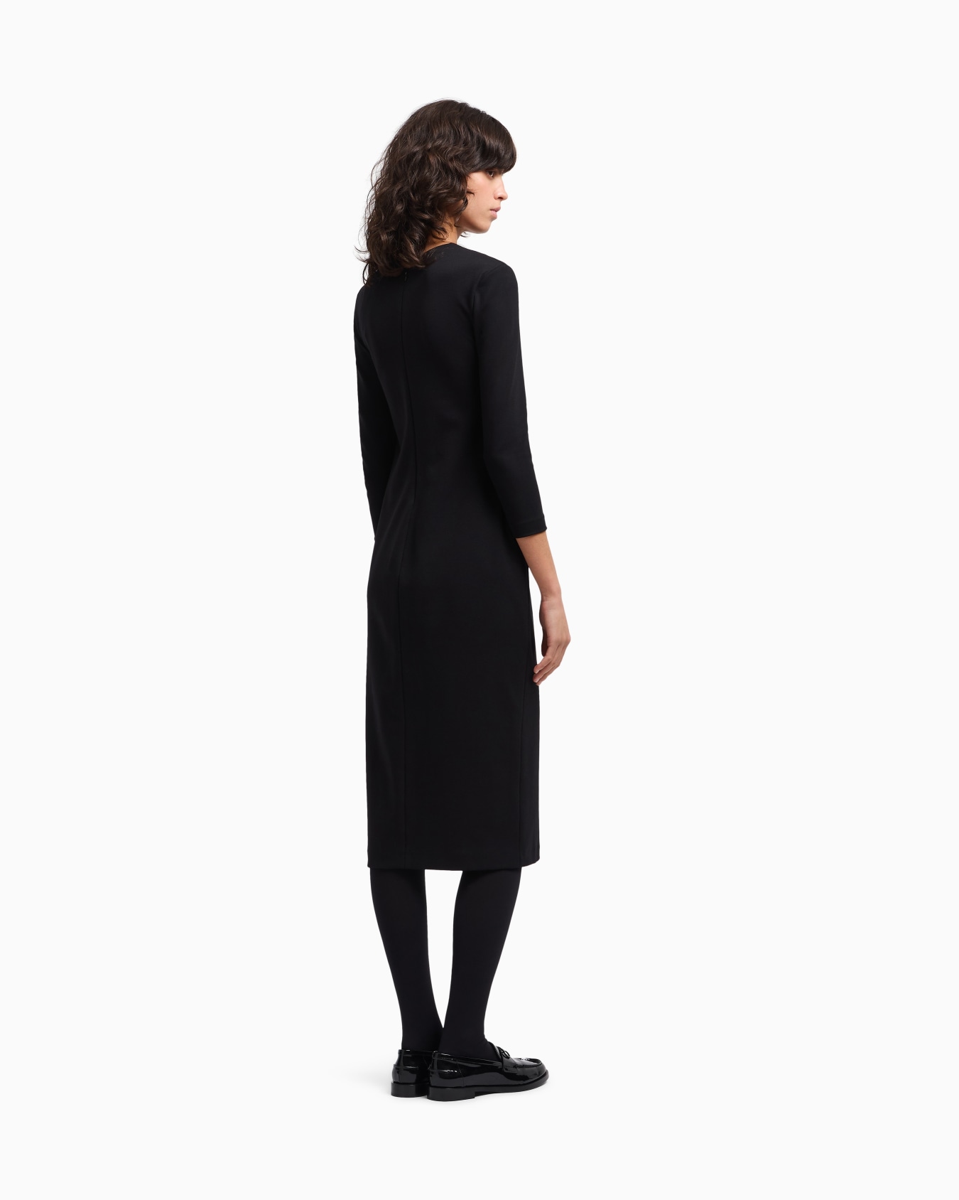 Robe longue avec détail froncé en point Milano stretch Diapositive 3