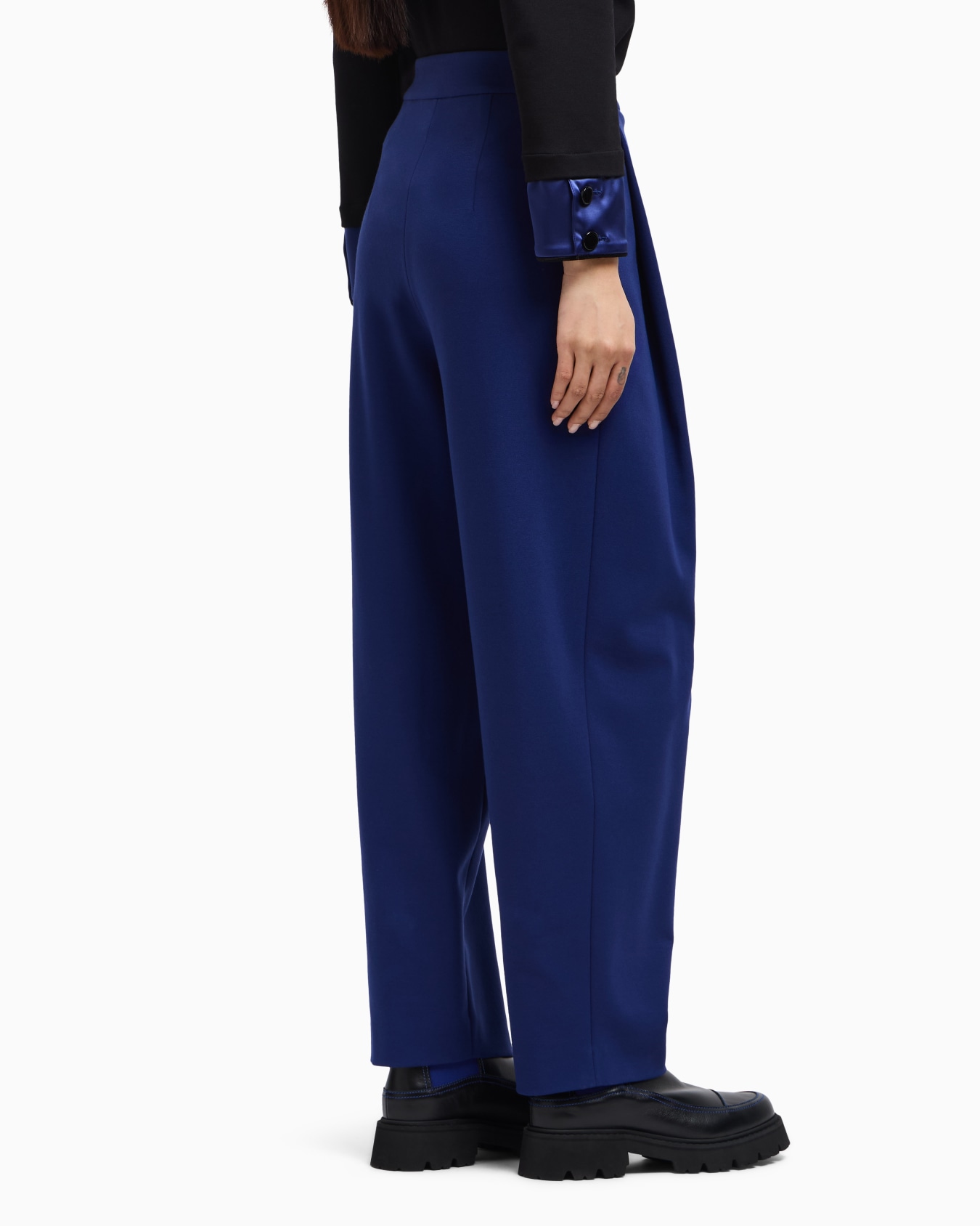 Pantalones de punto milano elástico con pliegue  Diapositiva 2