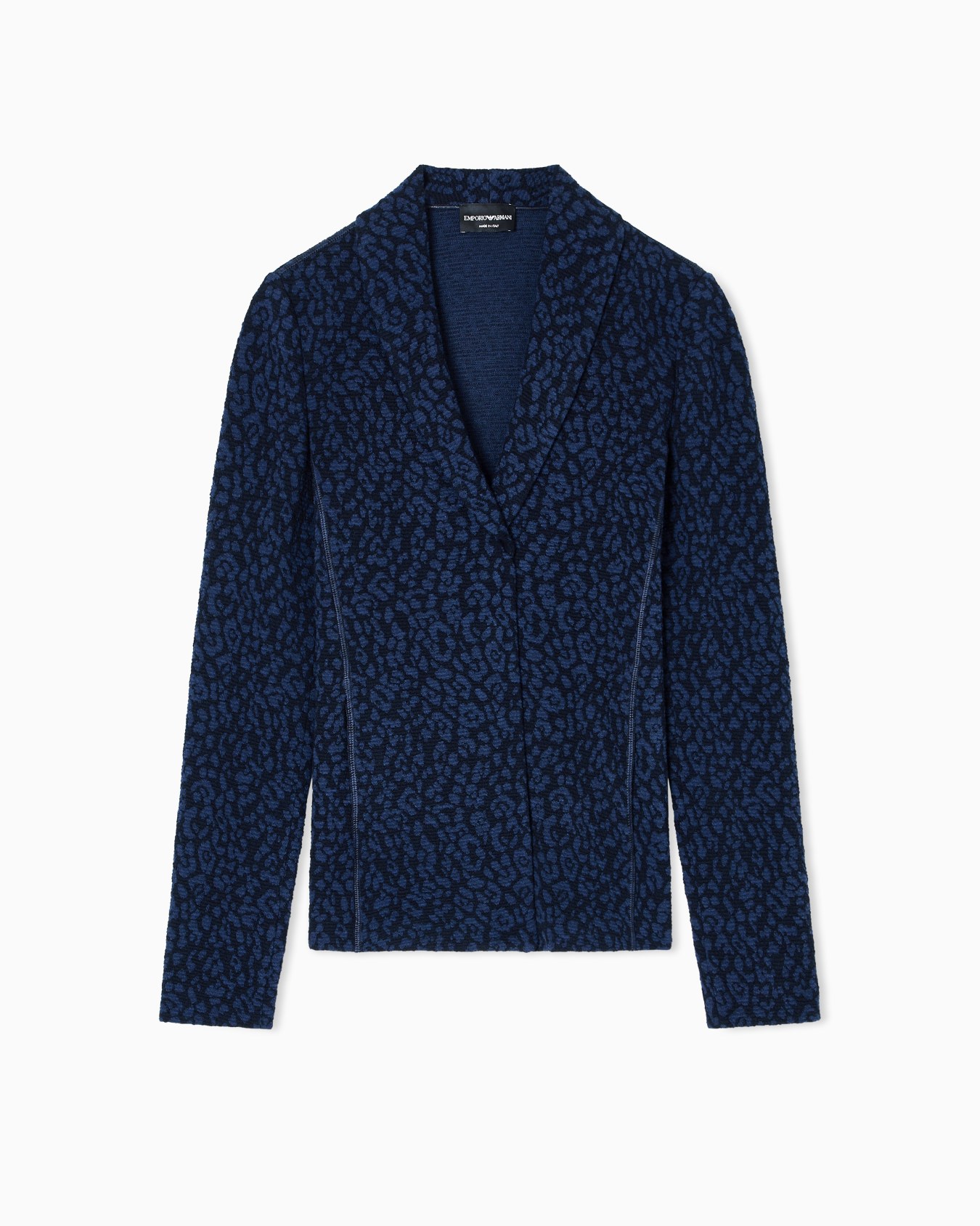 Wool knit jacket with dappled floral motif Slide 0