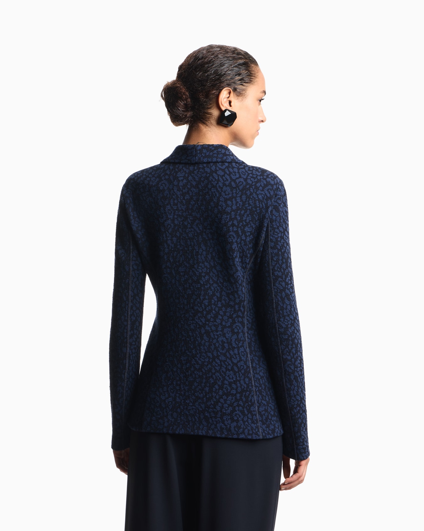 Wool knit jacket with dappled floral motif Slide 2