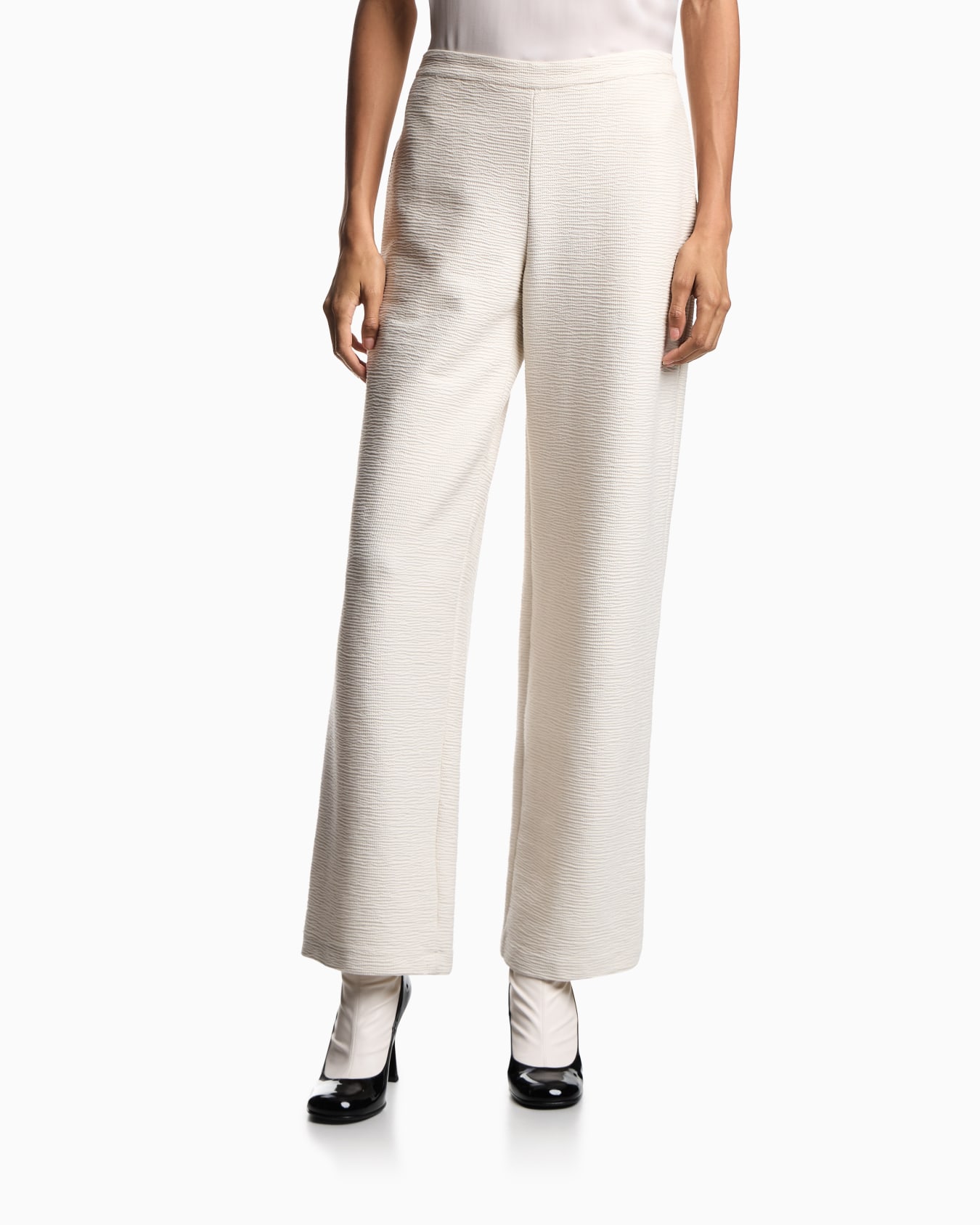 Pantalon palazzo en jersey texturé gaufré ASV Diapositive 3