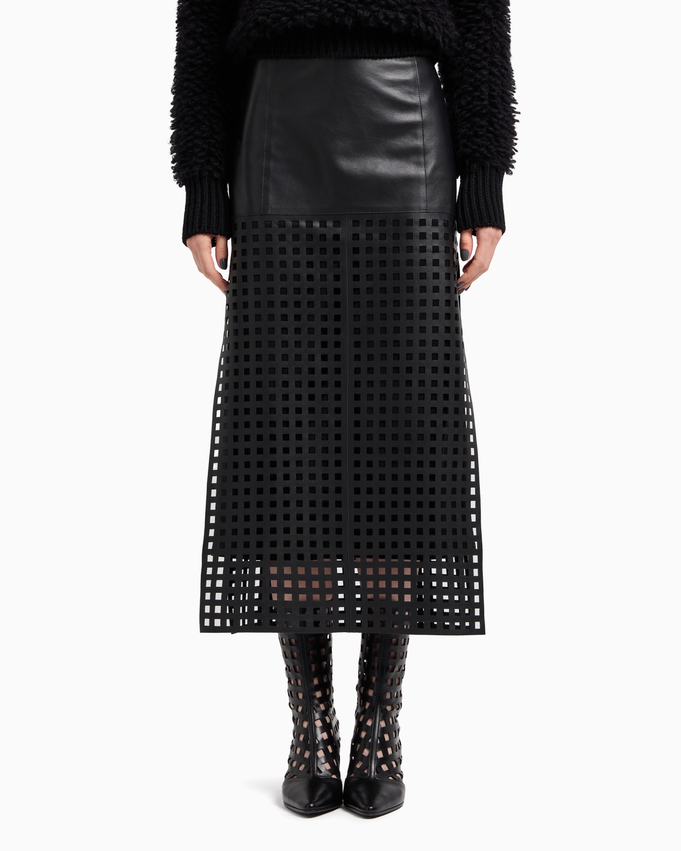 Gonna longuette in nappa vegetale con traforo laser cut Capsule Polygon Slide 1