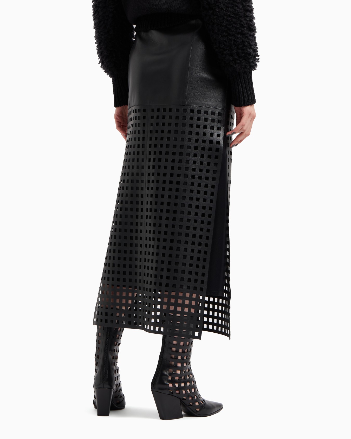 Gonna longuette in nappa vegetale con traforo laser cut Capsule Polygon Slide 2