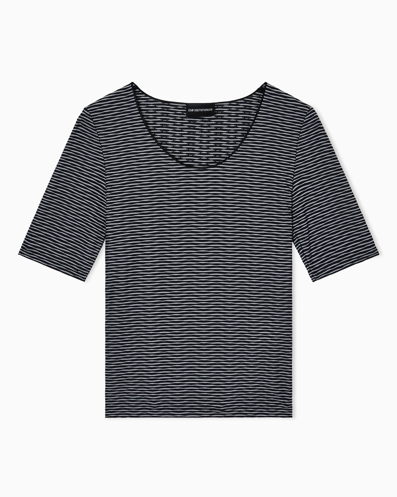 Short-sleeved jumper in two-tone jacquard jersey Slide 0