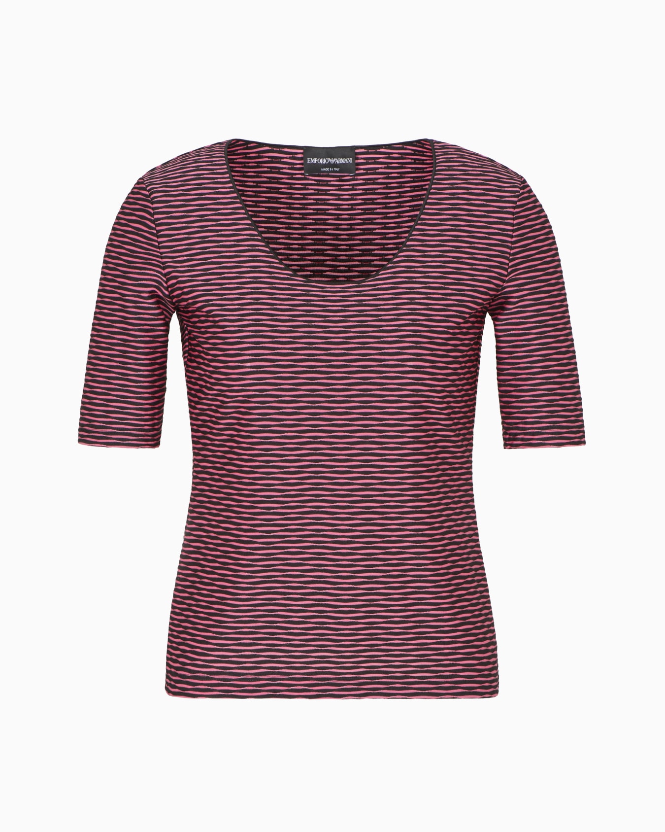 Short-sleeved jumper in two-tone jacquard jersey Slide 0