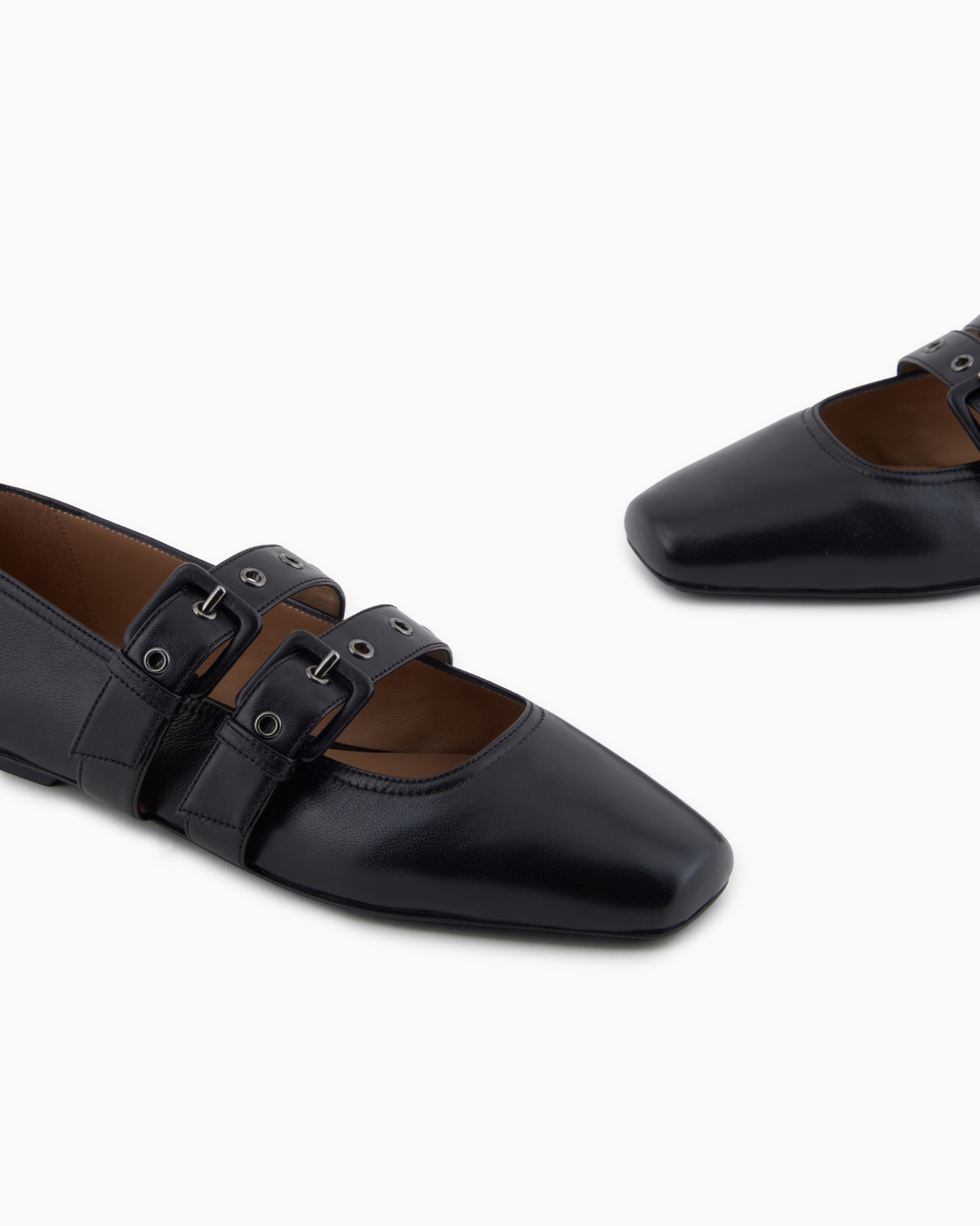 Nappa-leather square-toed ballerinas with double strap Slide 4