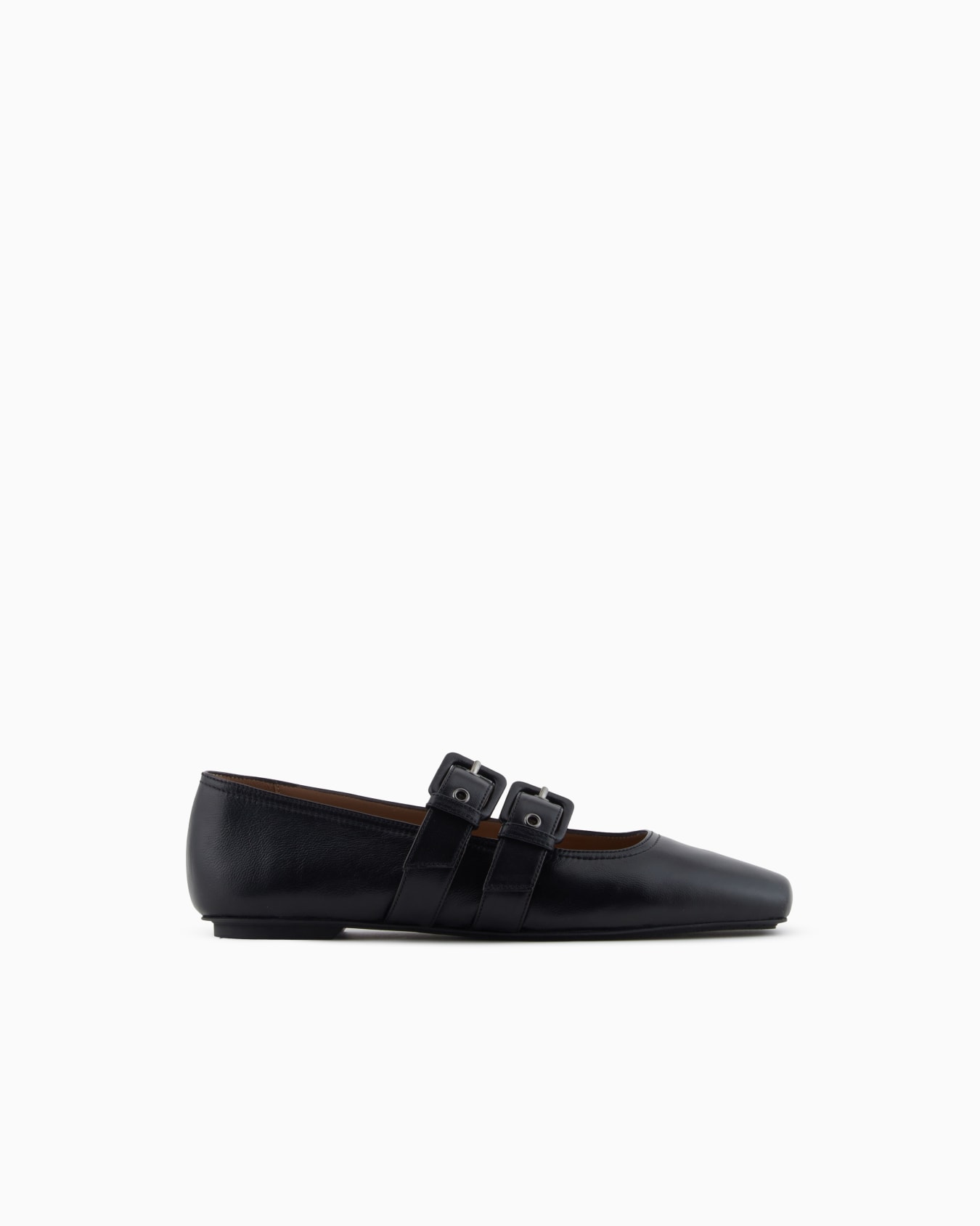 Nappa-leather square-toed ballerinas with double strap Slide 0