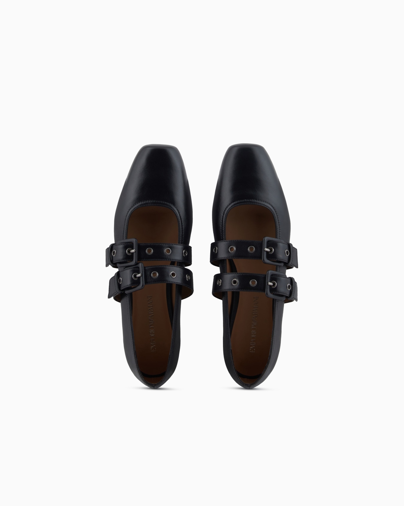 Nappa-leather square-toed ballerinas with double strap Slide 2