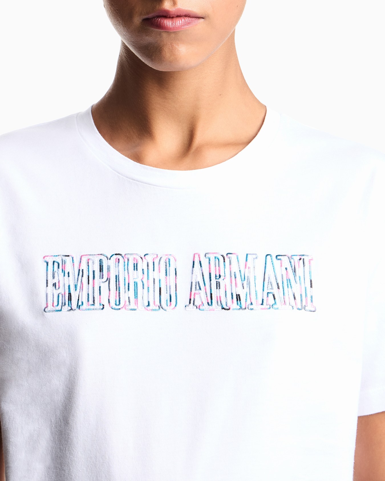 ASV organic jersey T-shirt with multicoloured logo embroidery Slide 4