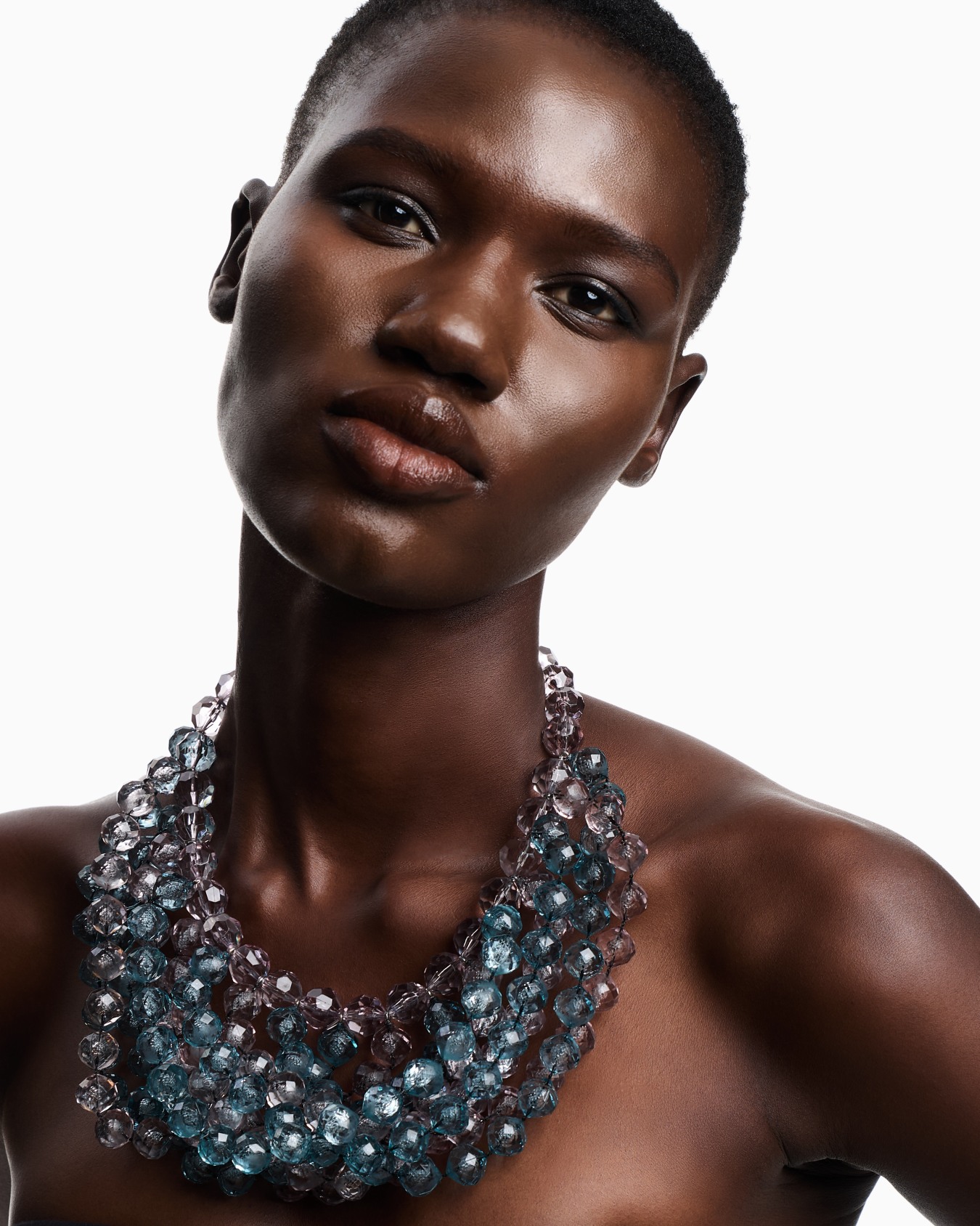 Multistrand necklace with faceted spheres Slide 2