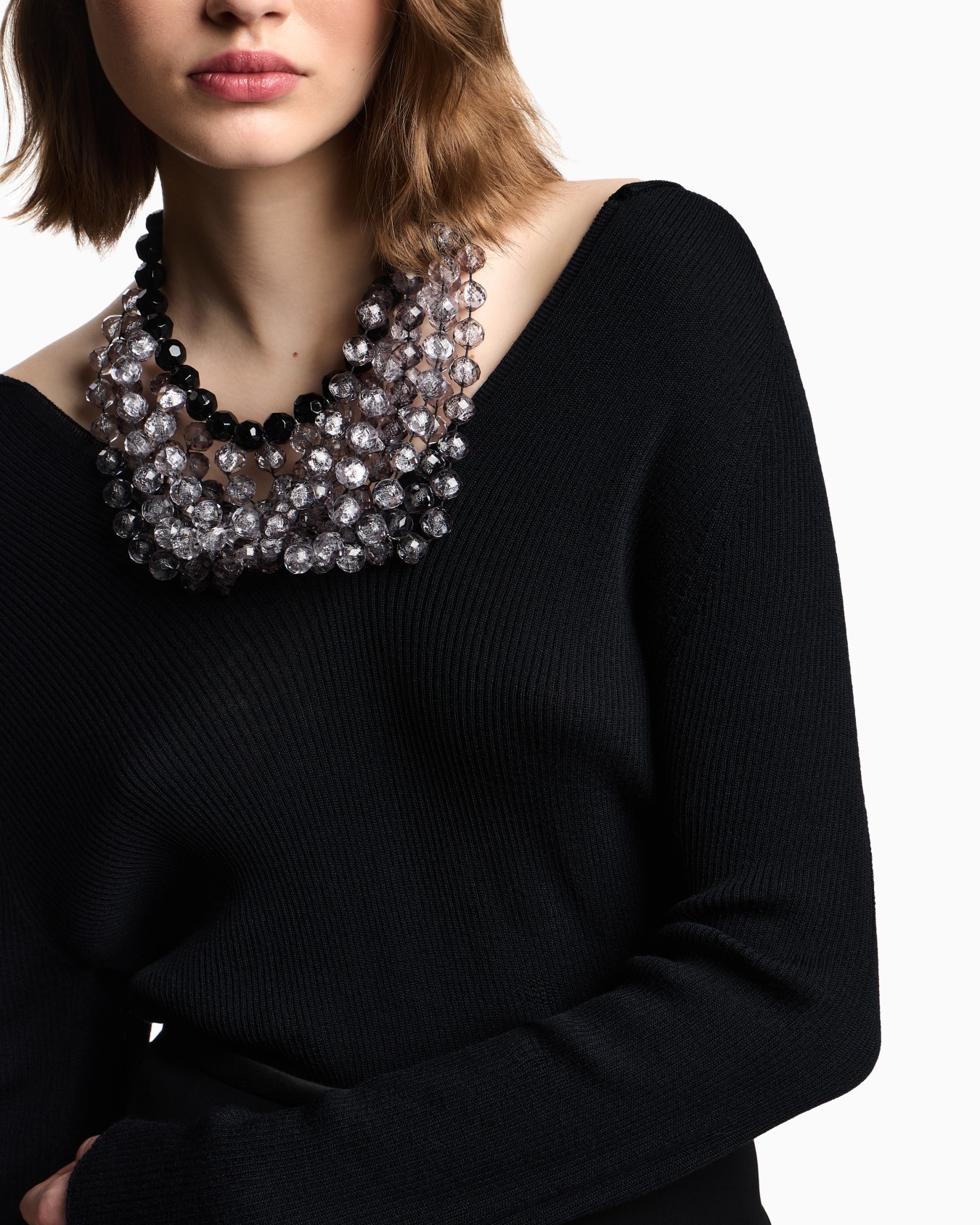 Multistrand necklace with faceted spheres Slide 2