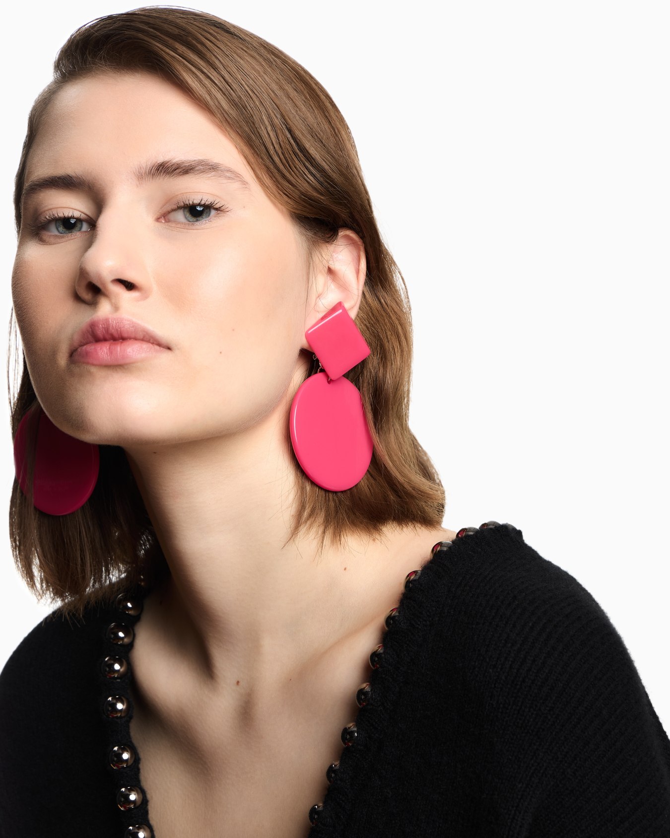 Oversized hoop pendant earrings Slide 2