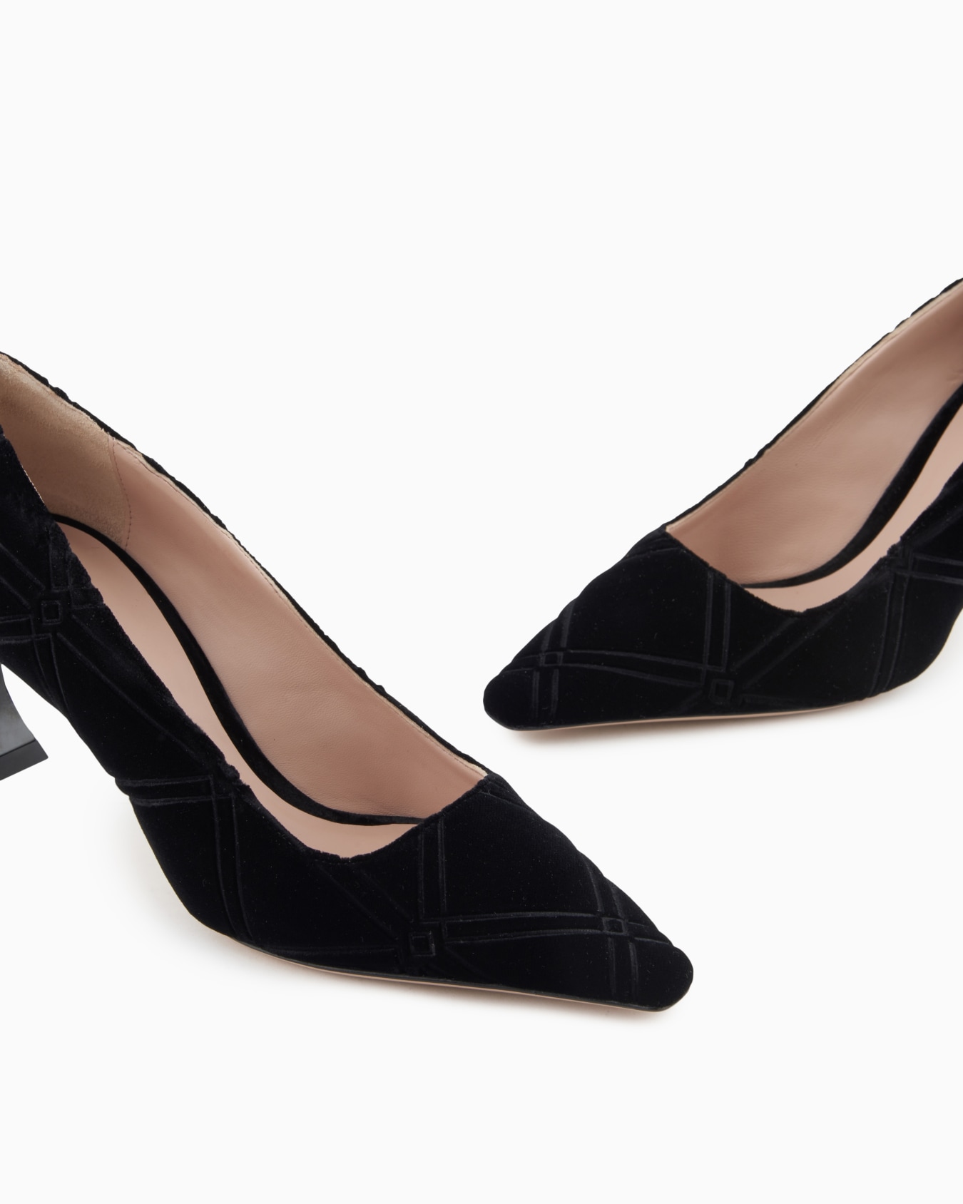 Embossed motif velvet court shoes Slide 4