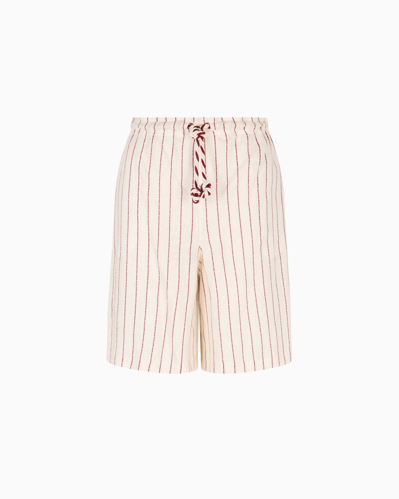Resort capsule collection pinstriped print linen drawstring Bermuda shorts Slide 0