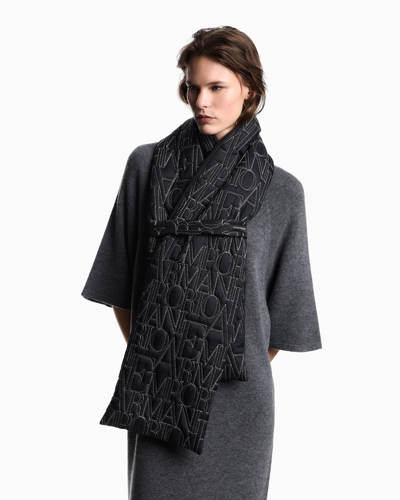 Nylon scarf with embroidered logo Slide 2