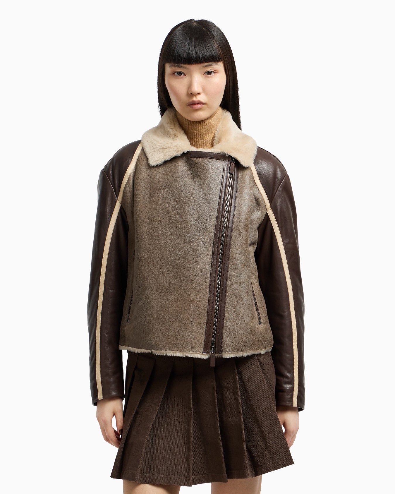 New York capsule collection Merino lamb shearling biker jacket Slide 3