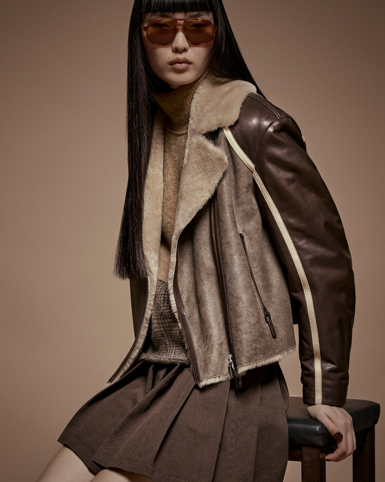 New York capsule collection Merino lamb shearling biker jacket Slide 5