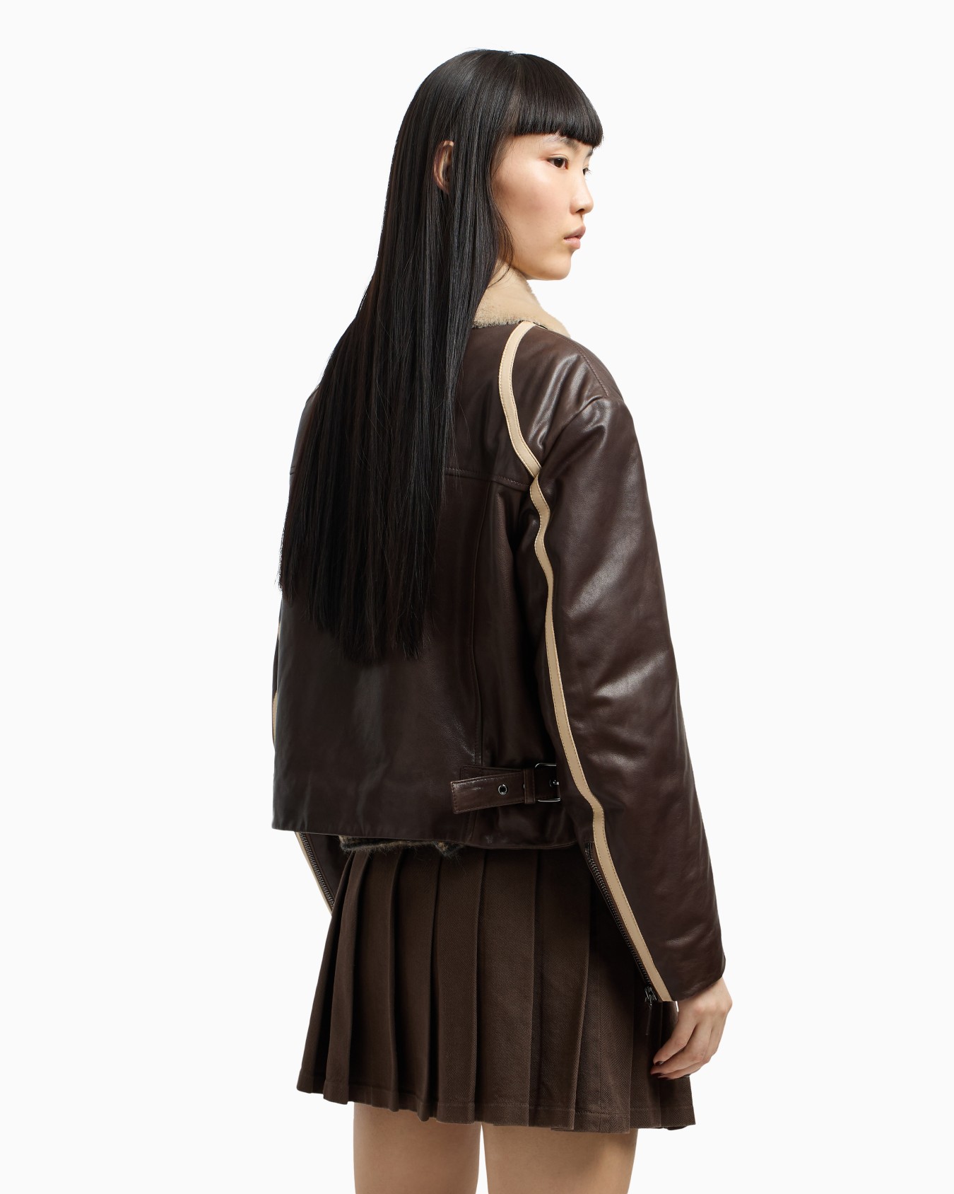 New York capsule collection Merino lamb shearling biker jacket Slide 2
