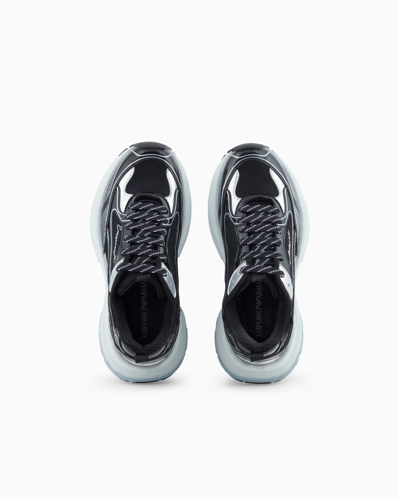 Mesh sneakers with laminated details and signature logo Slide 2