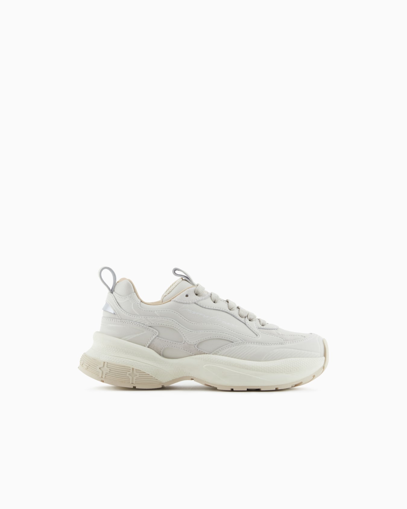 Sneakers in pelle con dettagli in velluto e logo signature Slide 0