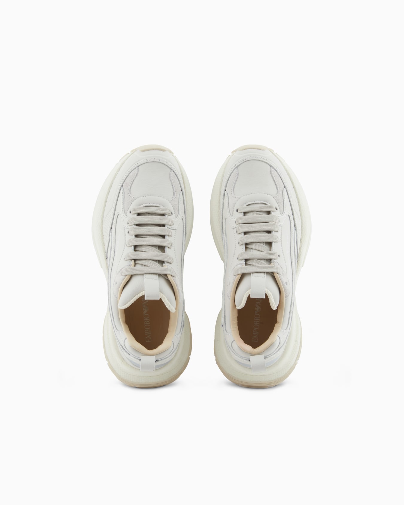 Sneakers in pelle con dettagli in velluto e logo signature Slide 2