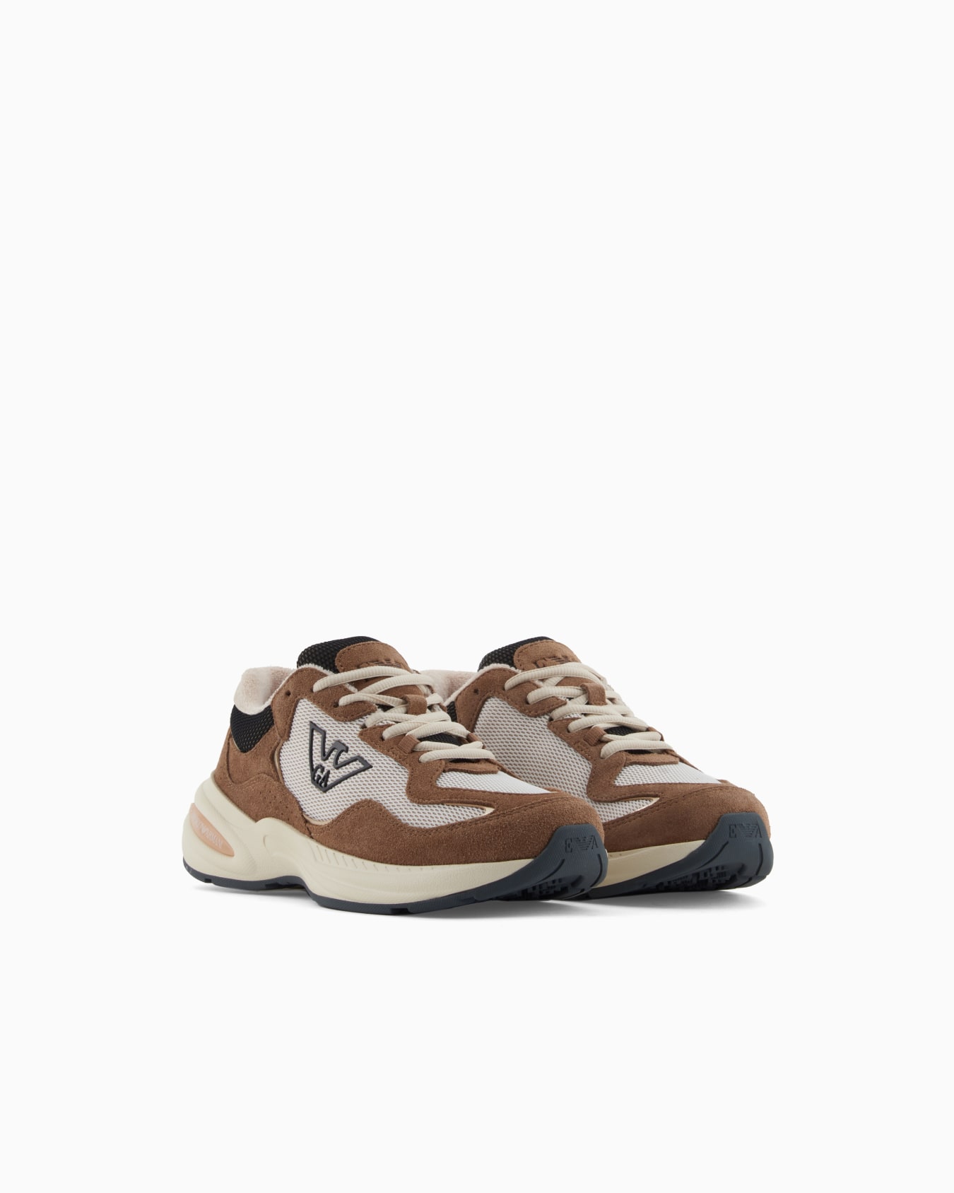 Mesh sneakers with suede details and an eagle logo Slide 1