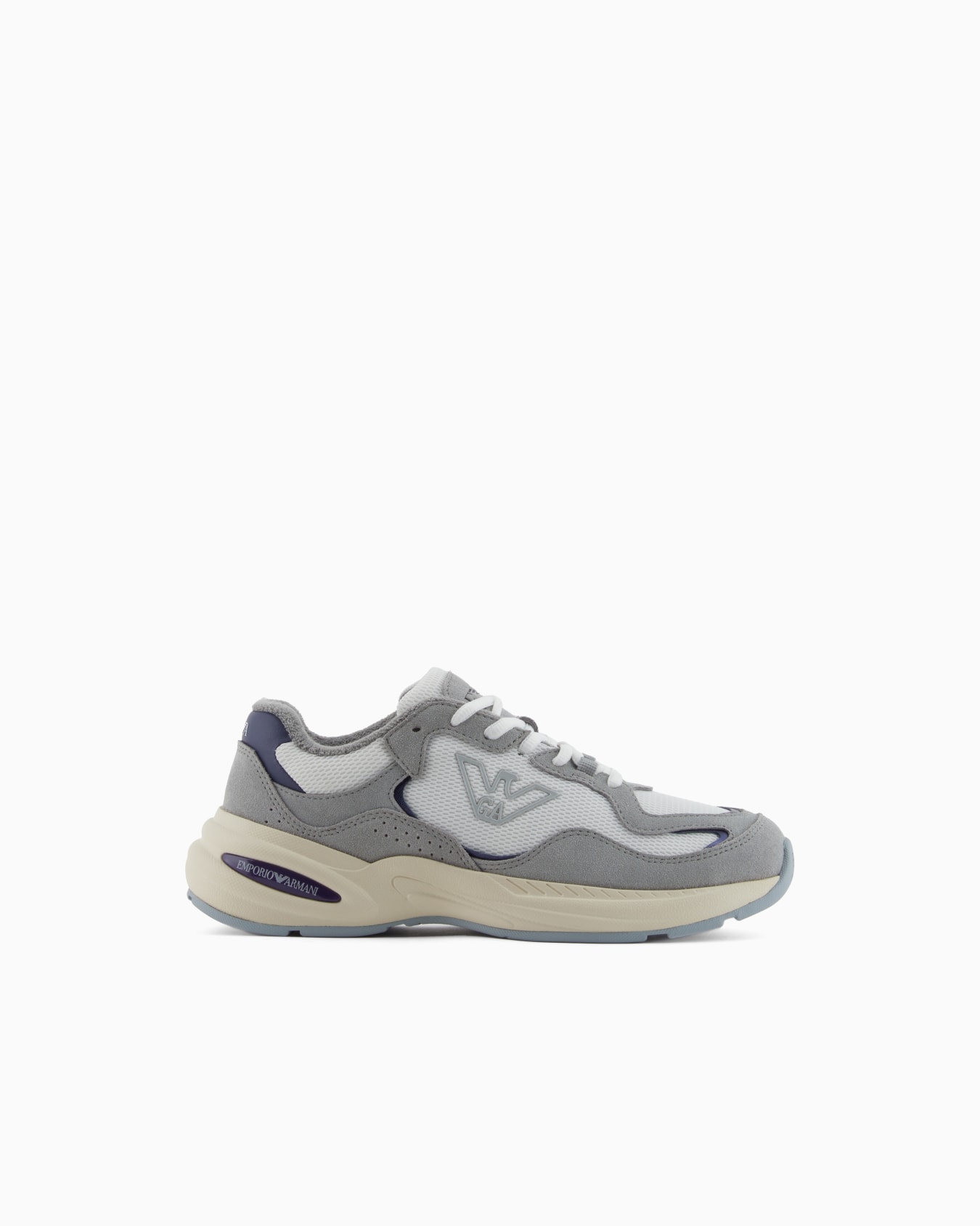 Mesh sneakers with suede details and an eagle logo Slide 0