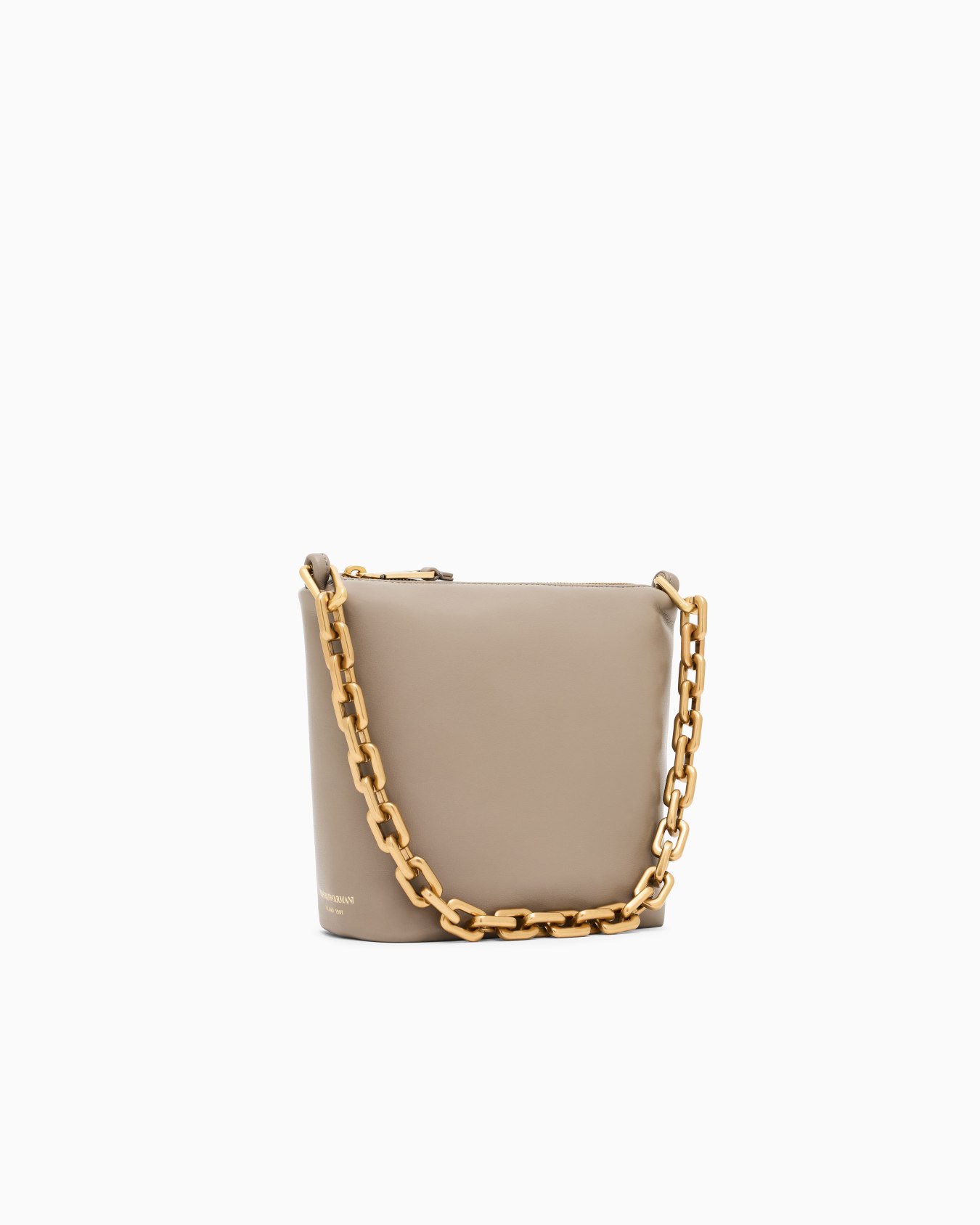 Leather small hobo bag with chain Slide 1
