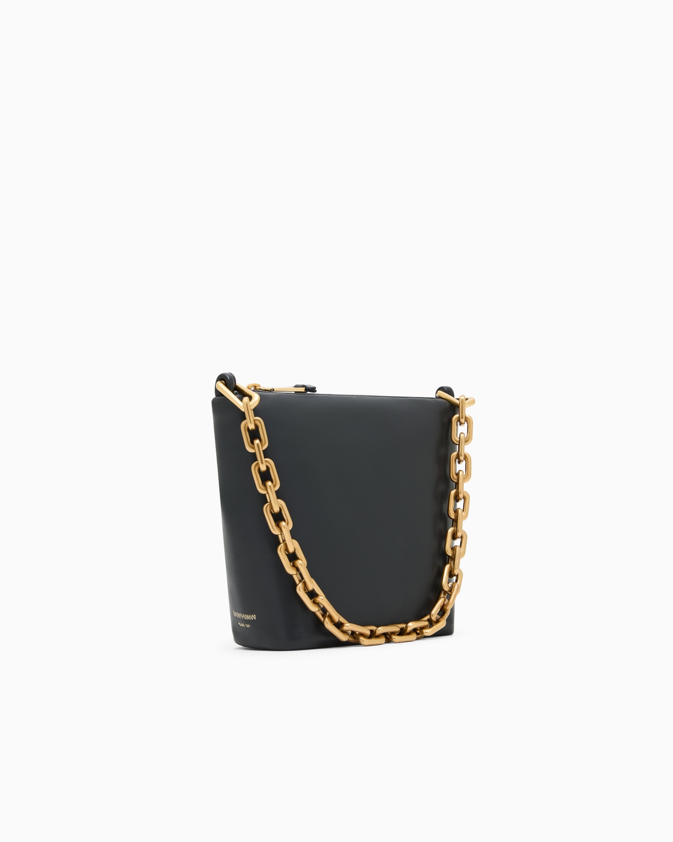 Leather small hobo bag with chain Slide 1