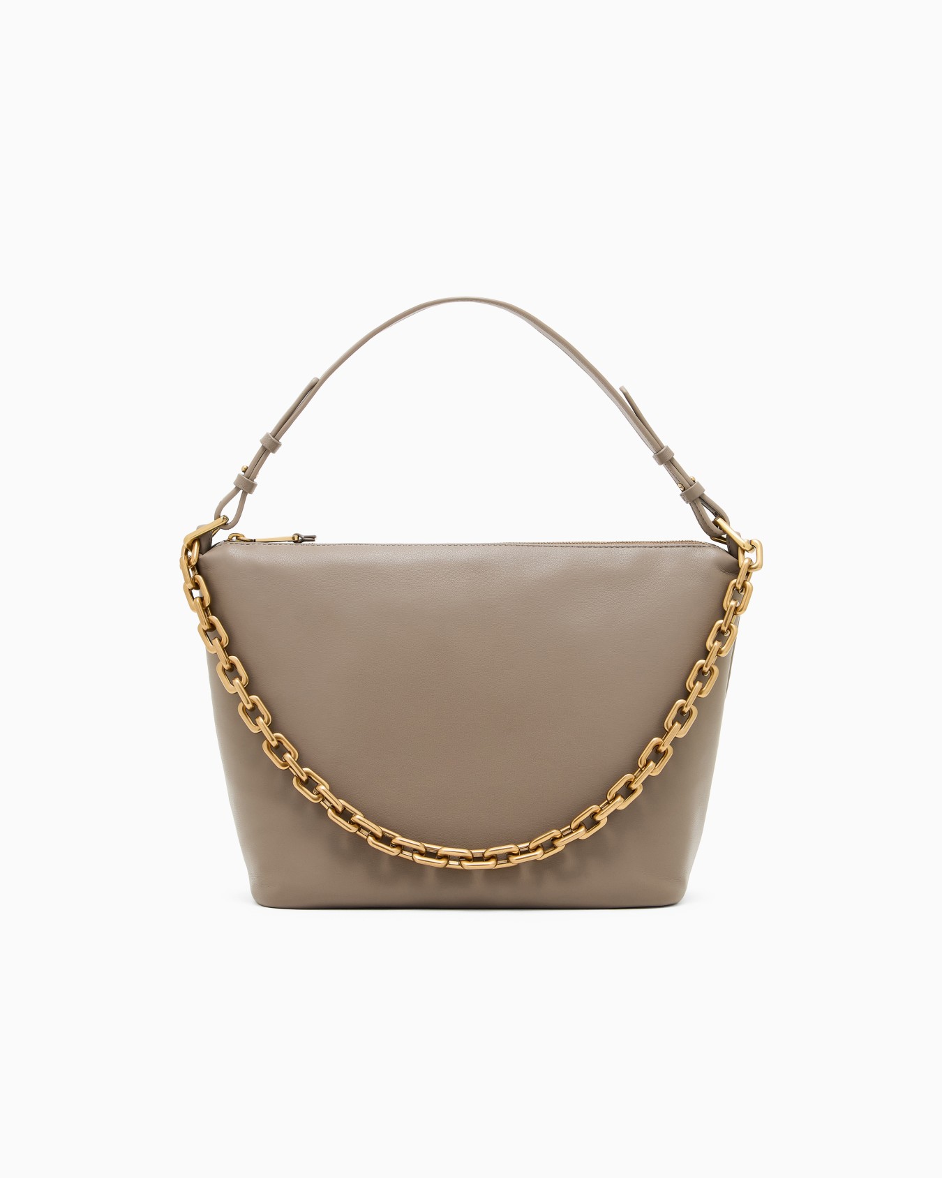 Medium leather hobo bag with chain Slide 0