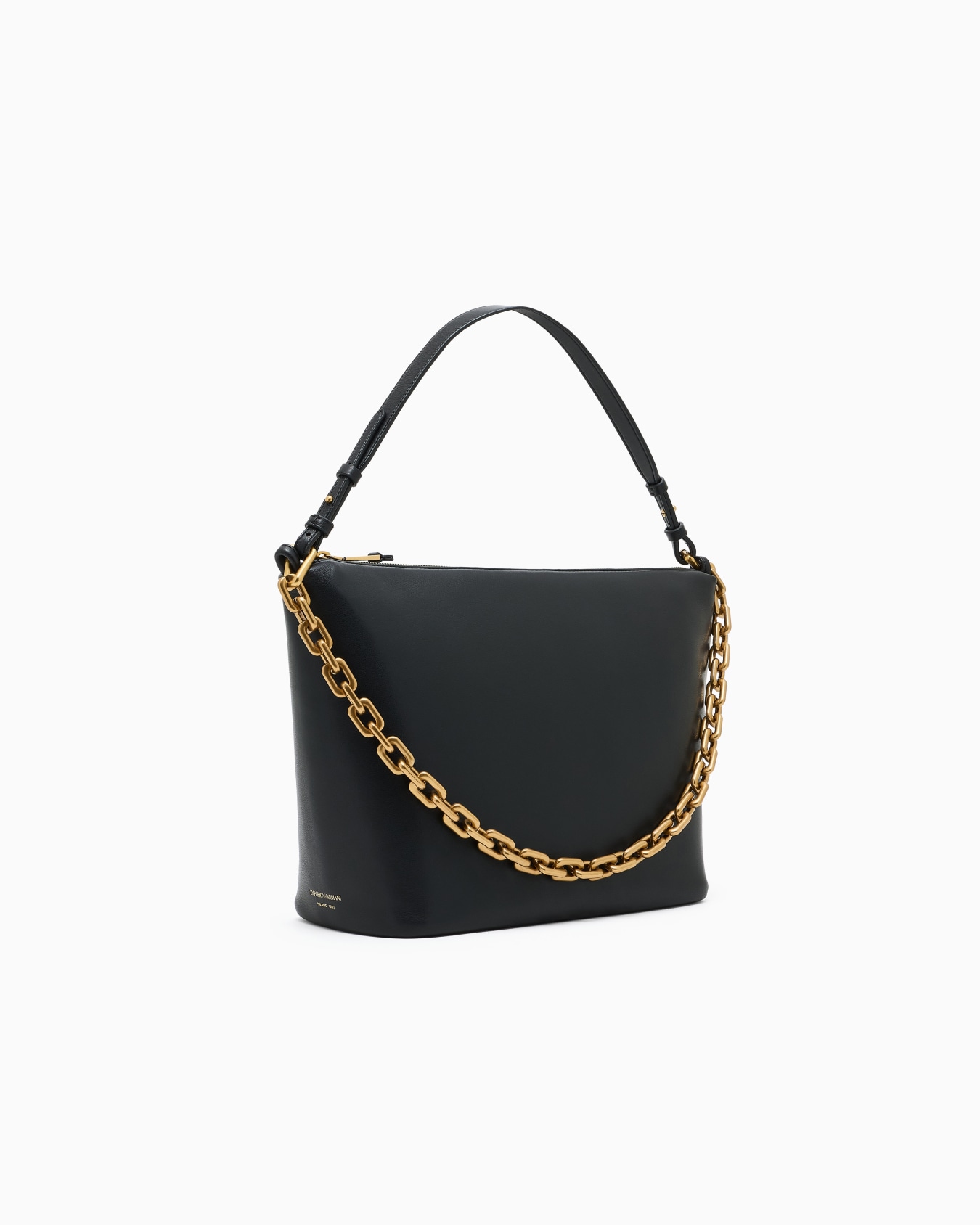 Medium leather hobo bag with chain Slide 1