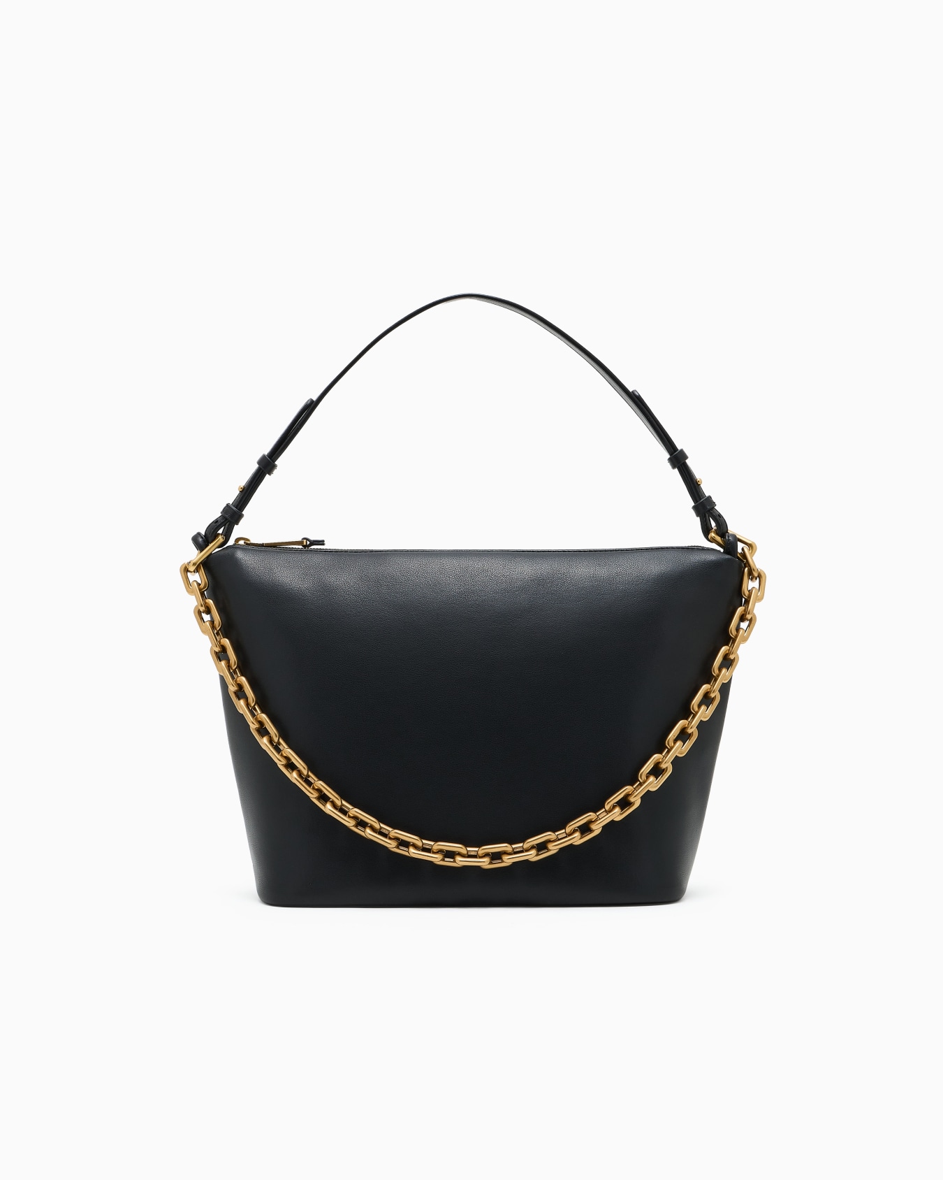 Medium leather hobo bag with chain Slide 0