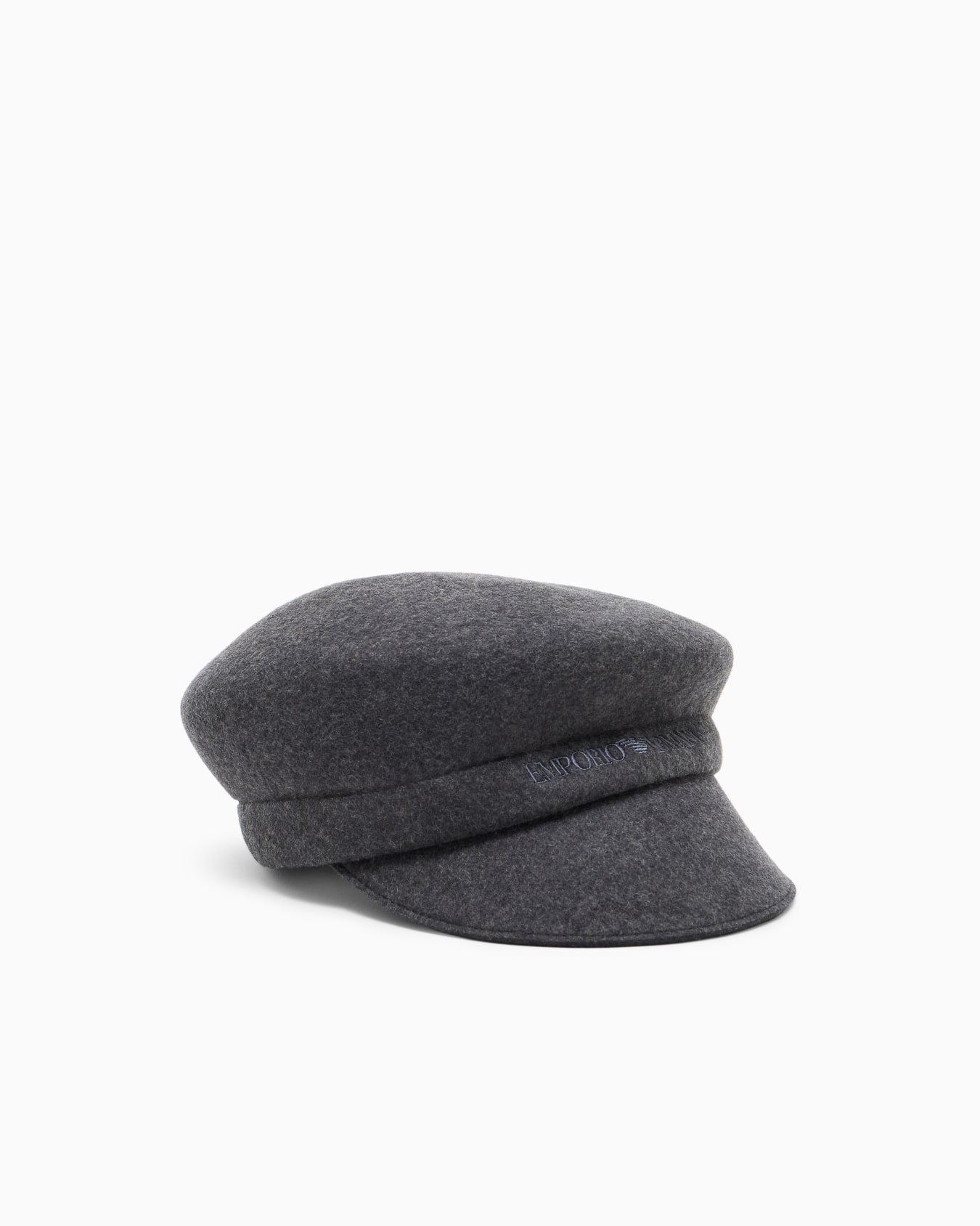 Wool beret with visor and logo embroidery Slide 0