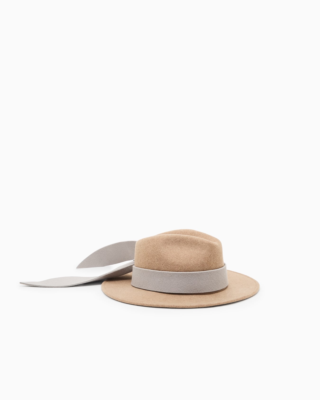 Cappello fedora in panno di lana con nastro Slide 0