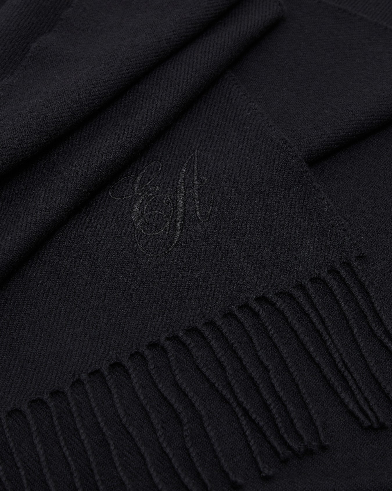 Wool stole with signature EA logo embroidery Slide 1