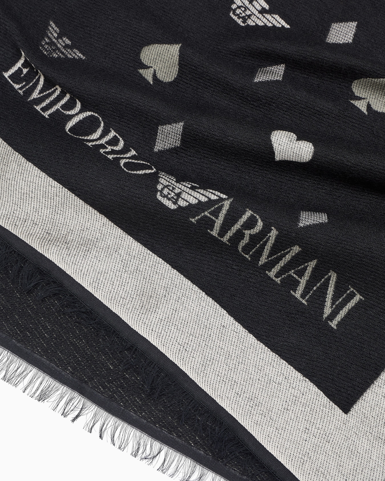Double-sided wool-blend stole with jacquard pattern  Slide 1