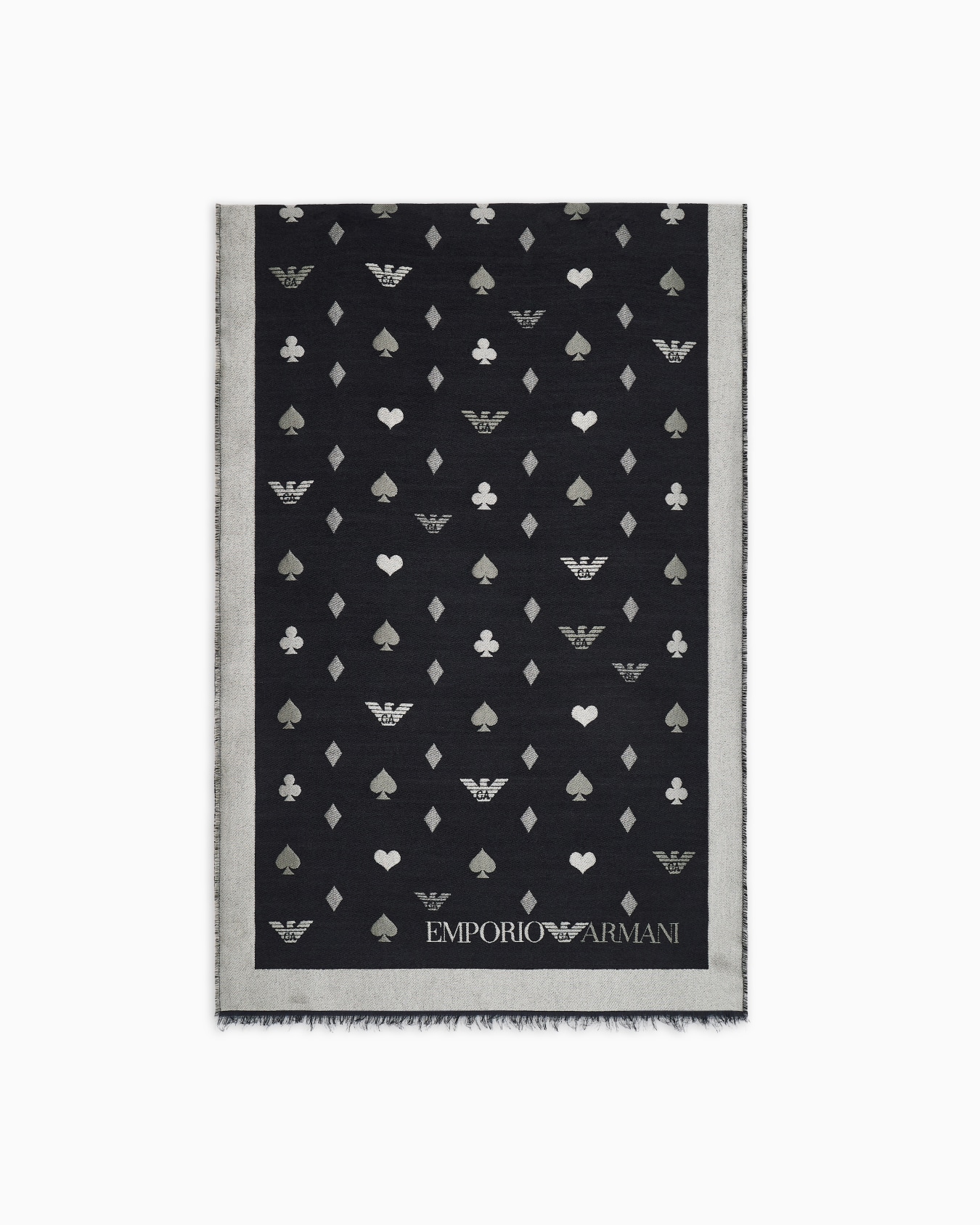 Double-sided wool-blend stole with jacquard pattern  Slide 0