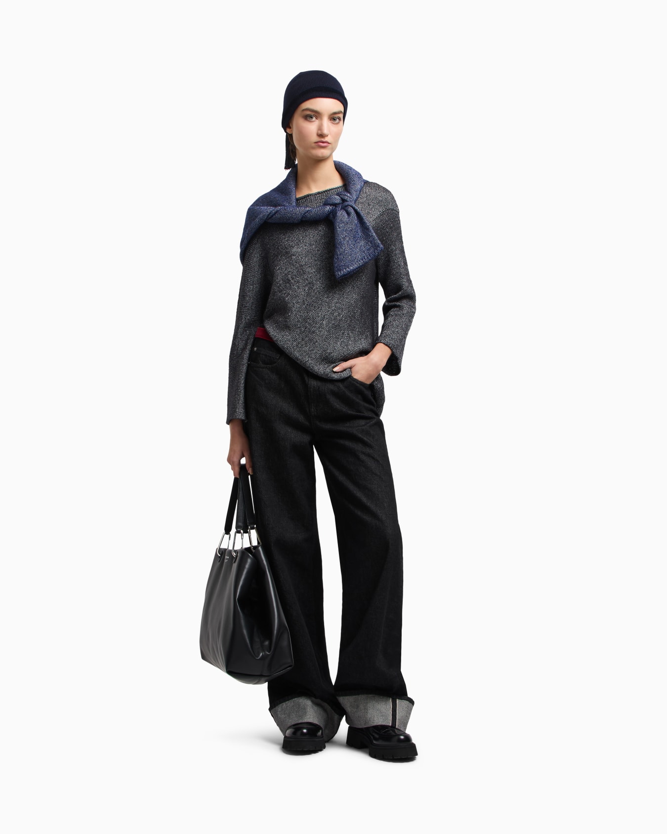 Winter Urbanism capsule collection asymmetrical jumper in an alpaca blend Slide 1