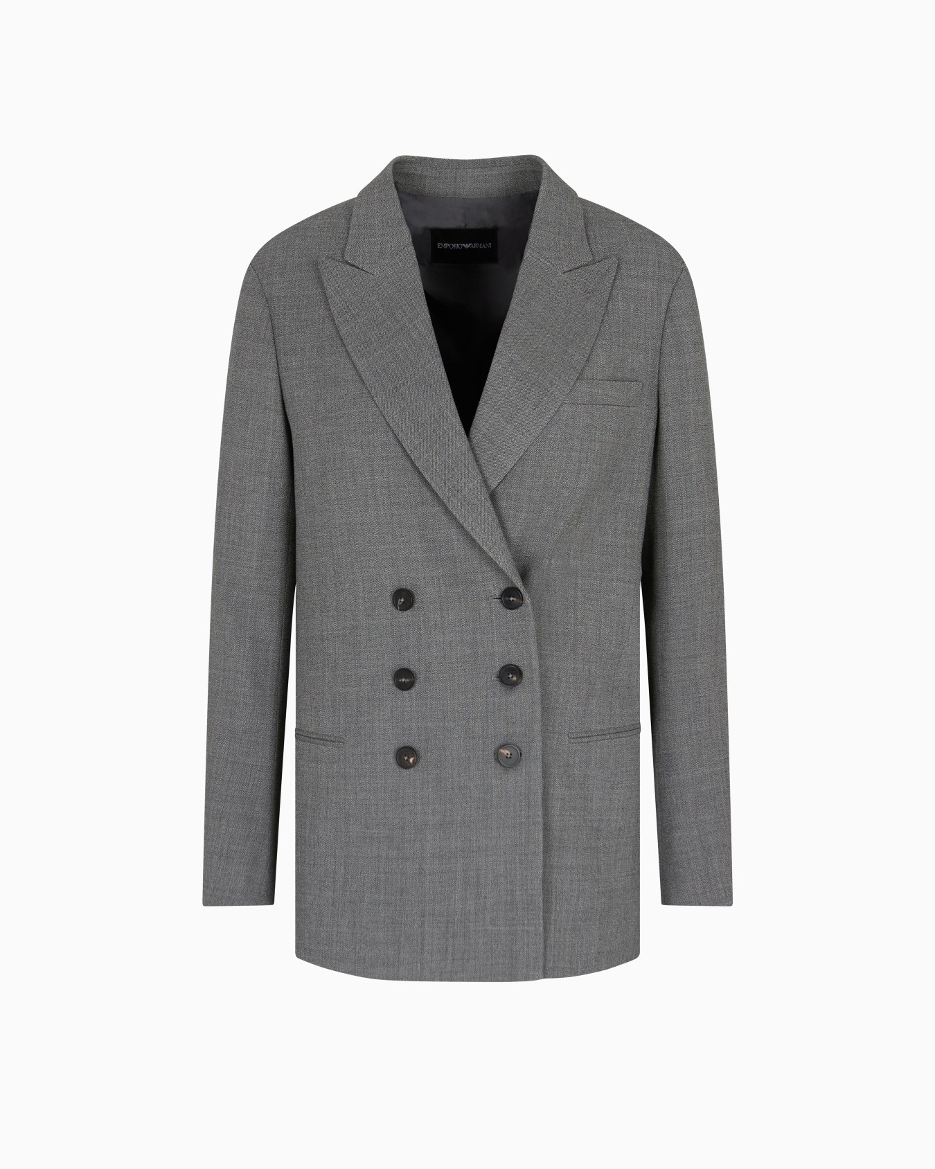 Blazer à double boutonnage en crêpe de laine moulinée Diapositive 0