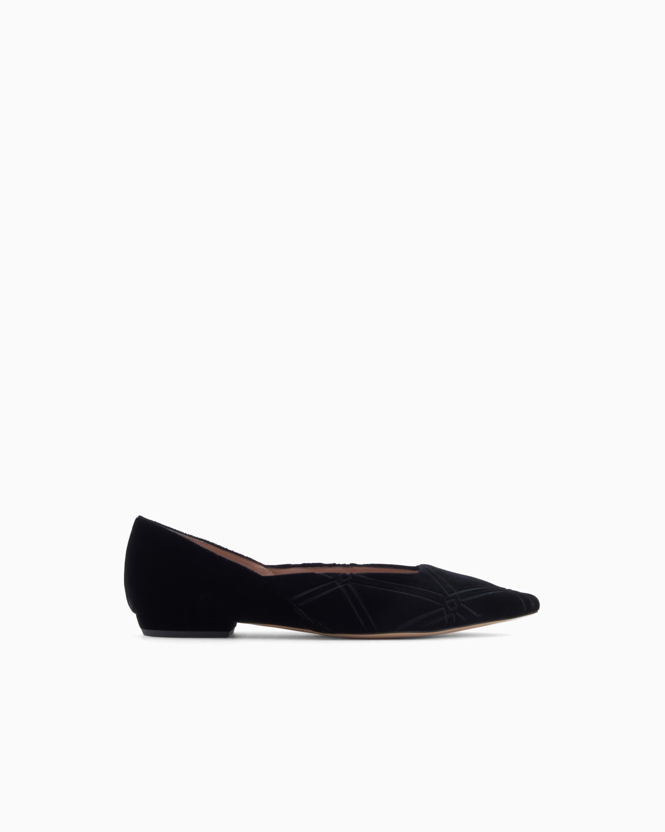 Embossed motif velvet ballerinas Slide 0