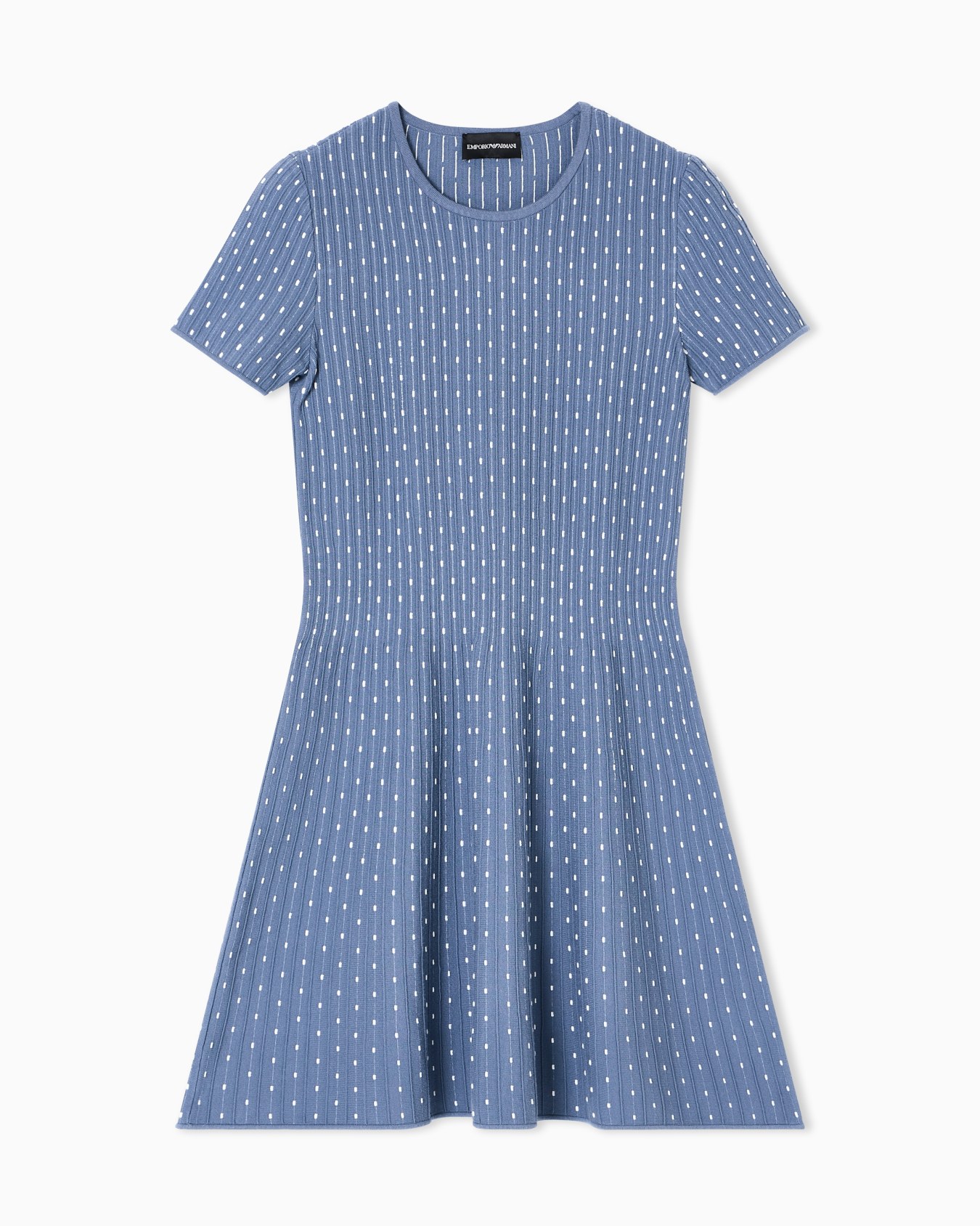 Polka-dot jacquard viscose plain-knit short dress Slide 0