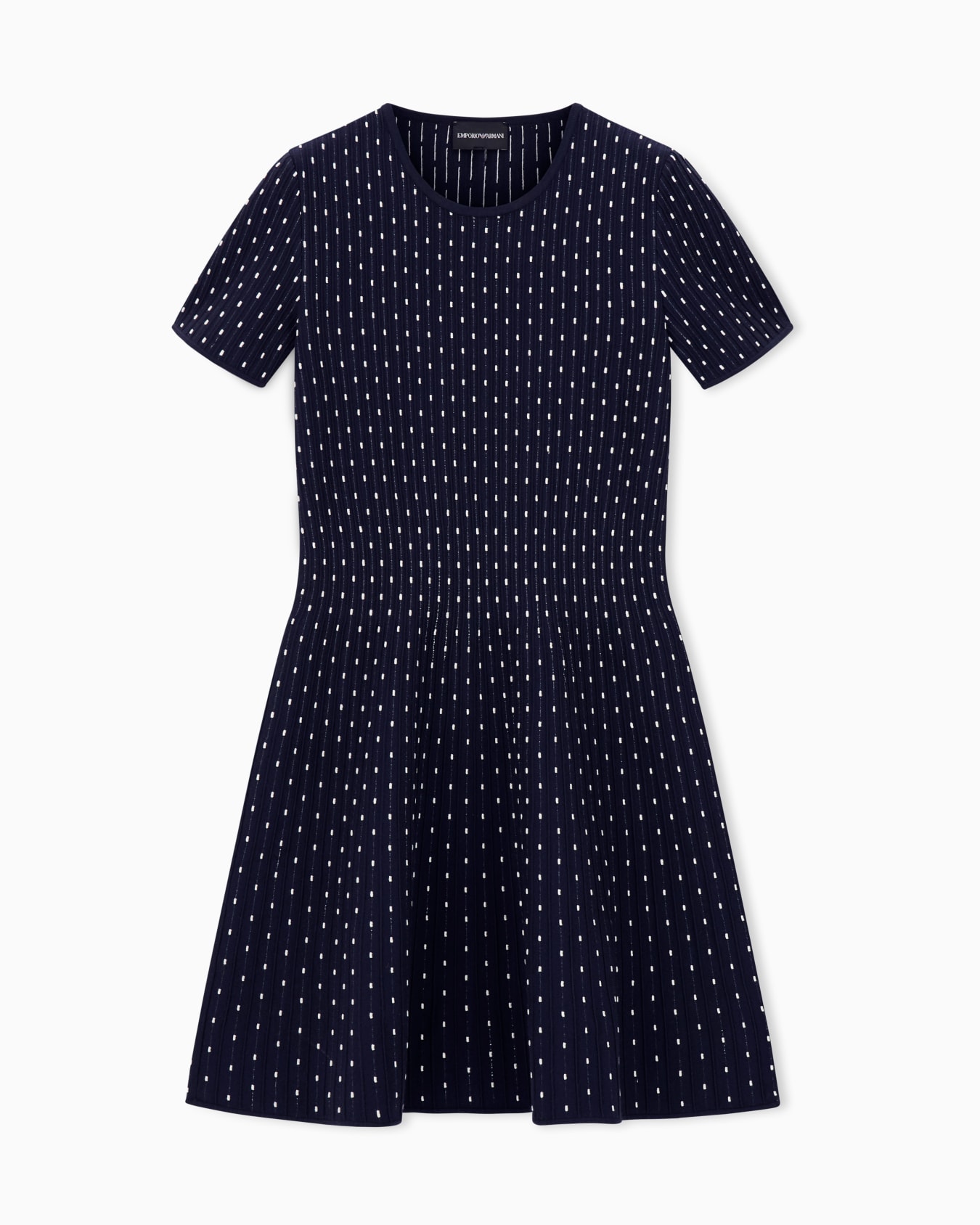 Robe courte en maille unie de viscose jacquard à pois Diapositive 0