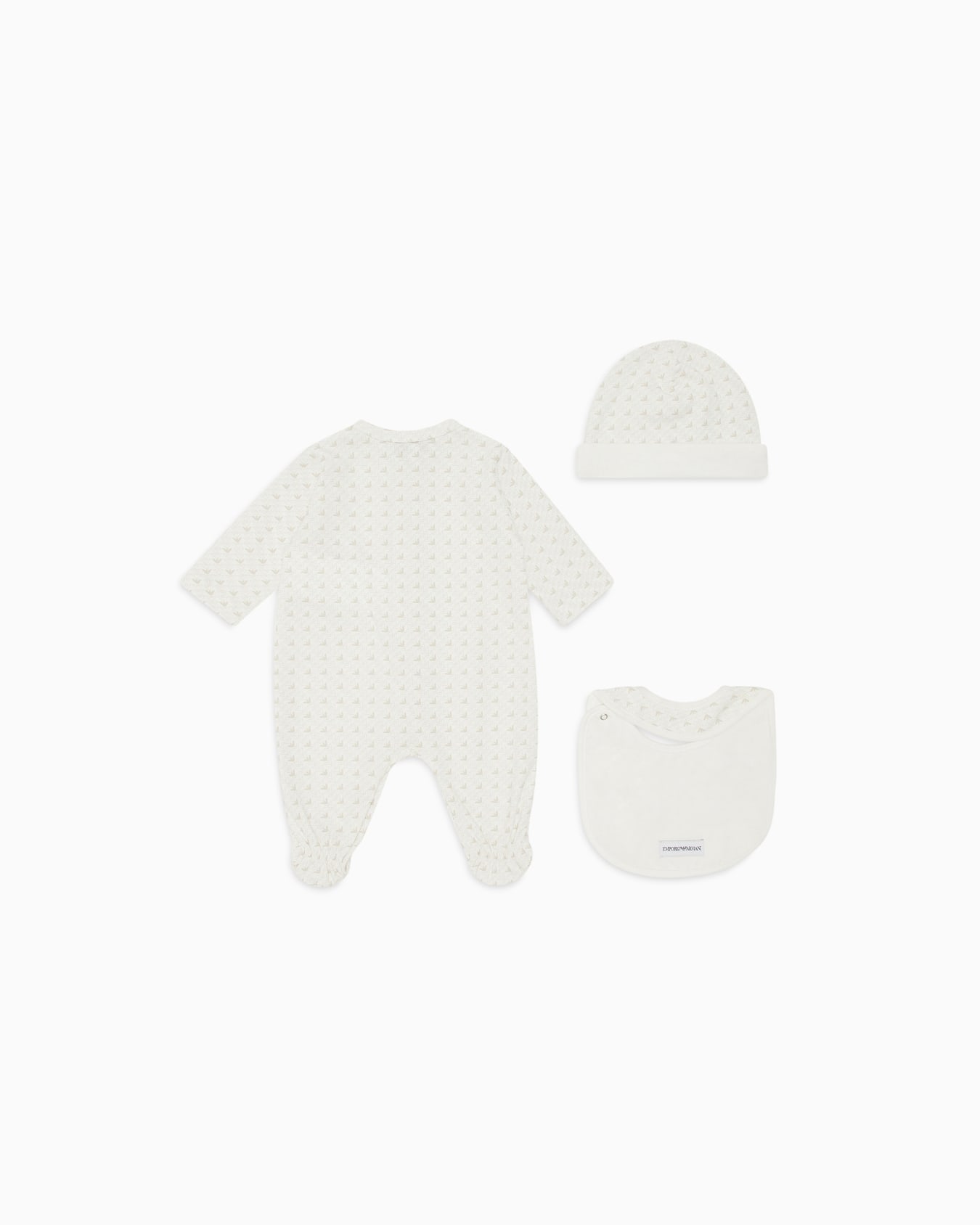 Jersey onesie, bib and beanie gift set with op-art eagles Slide 2