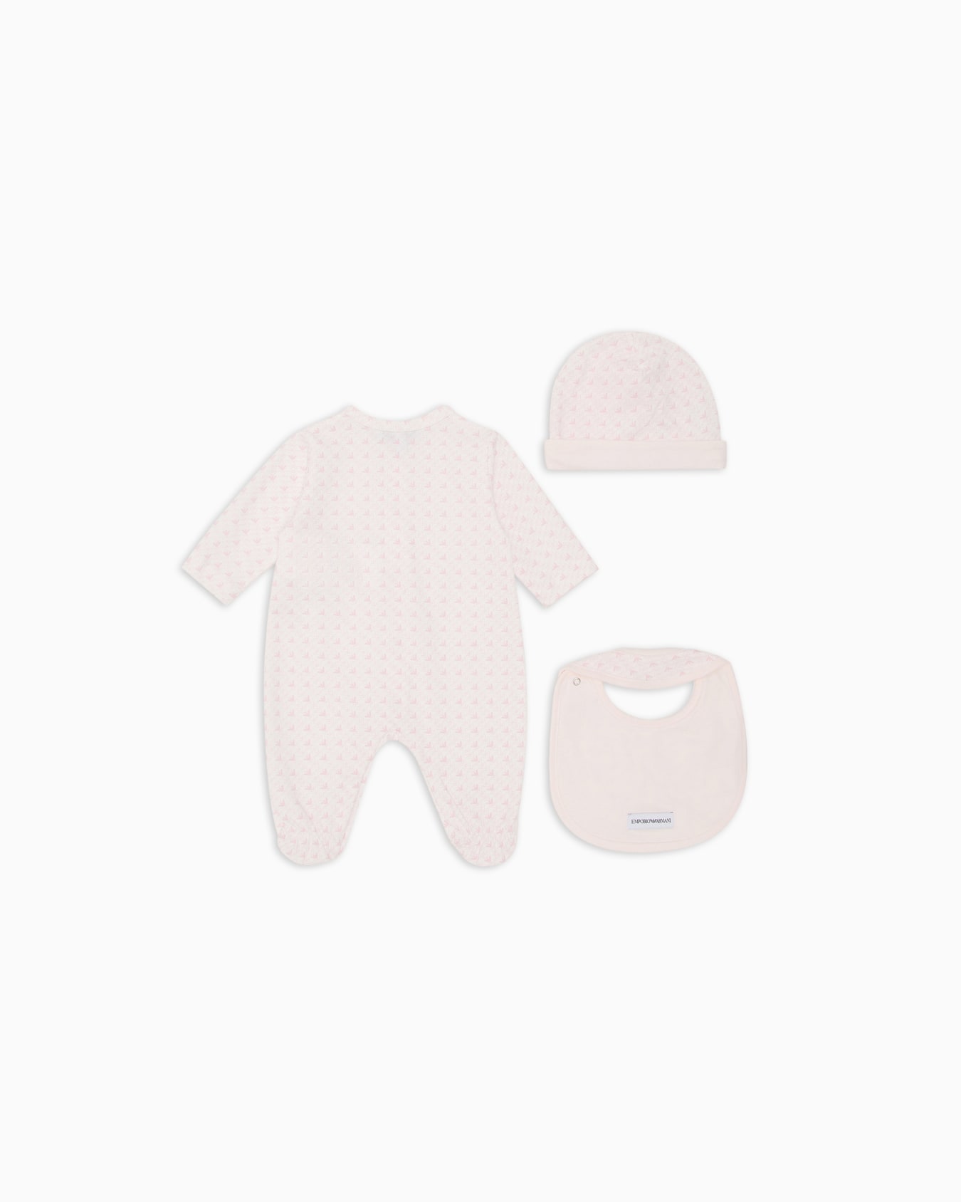 Conjunto de regalo de mono, babero y gorro de punto con motivo de águilas de efecto óptico Diapositive 2