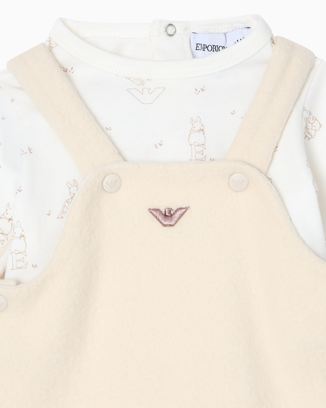Funny winter bodysuit and dungaree set in soft bear fabric Slide 1