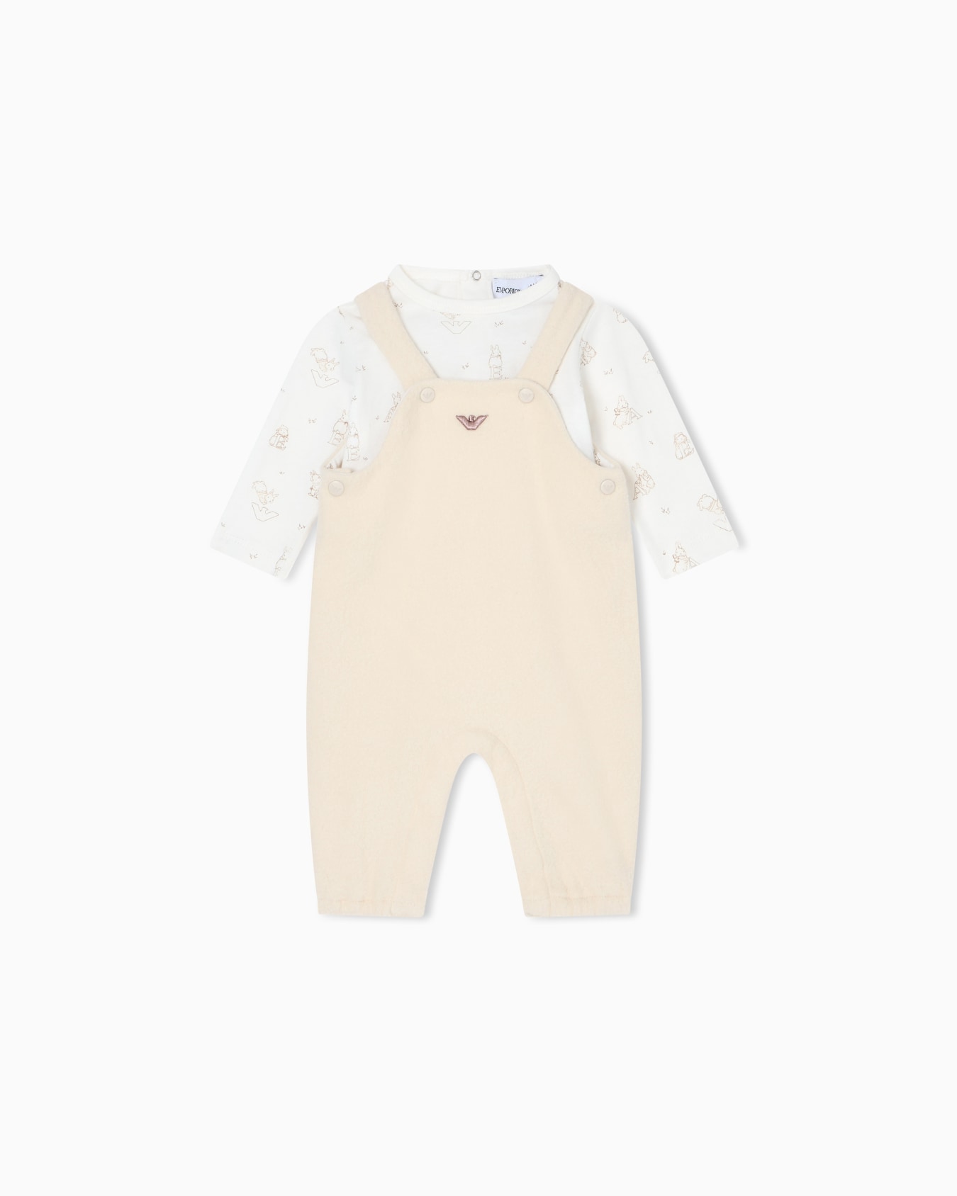 Funny winter bodysuit and dungaree set in soft bear fabric Slide 0