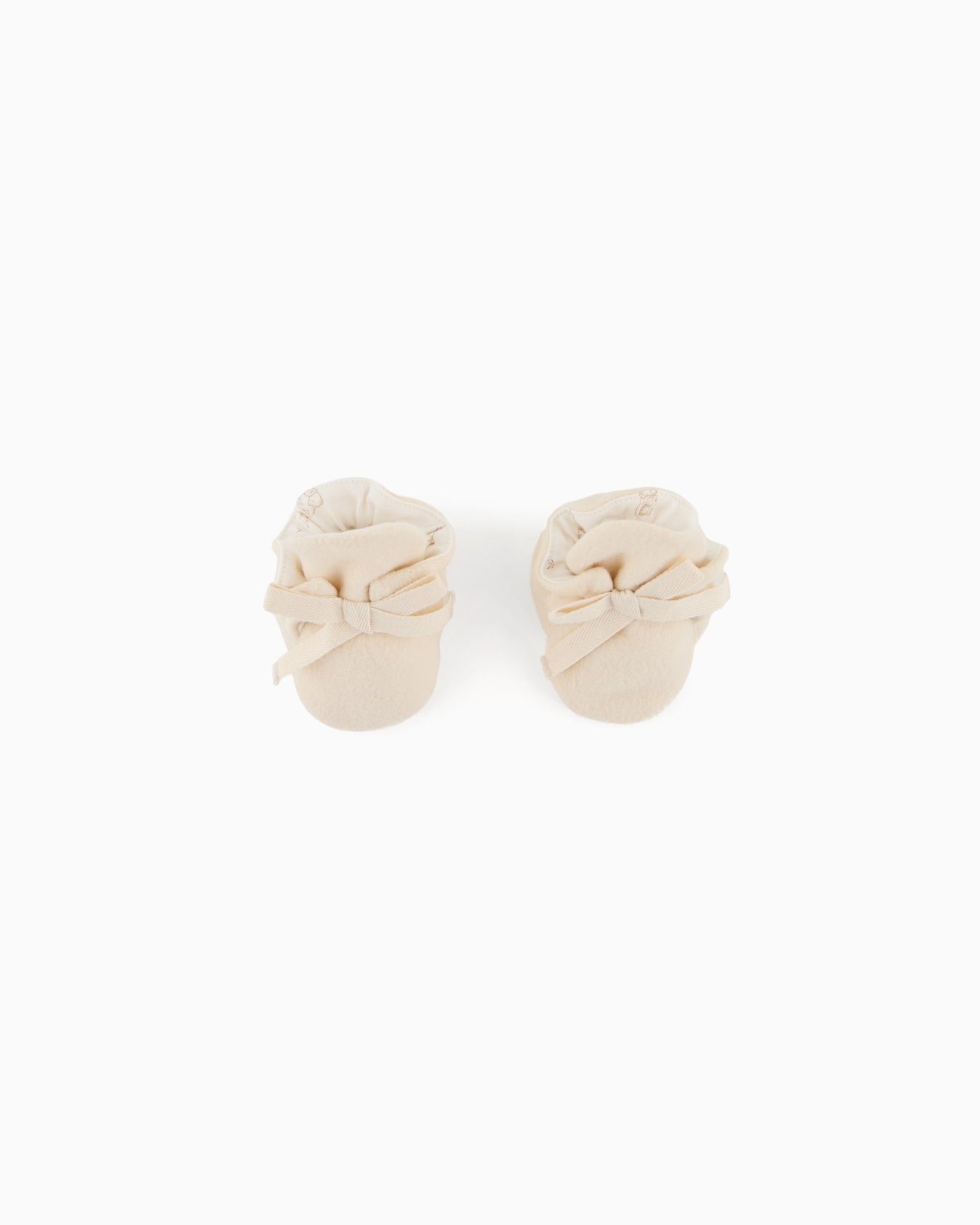 Soft bear fabric booties with bow Slide 0